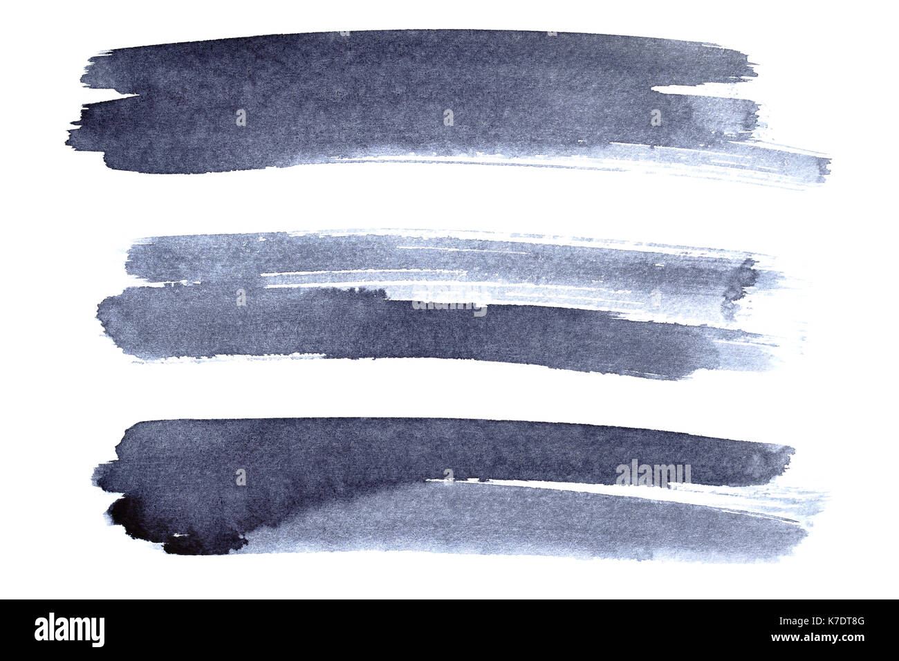 Set di inchiostro grigio pennellate isolati su sfondo bianco Foto Stock