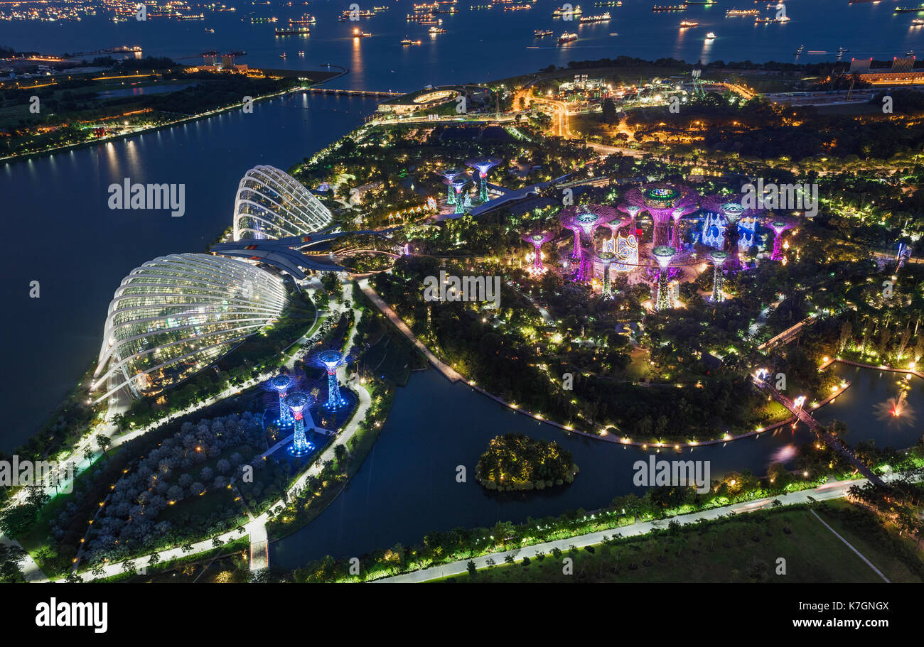 Vista aerea del giardino dalla baia da singapore skypark Foto Stock