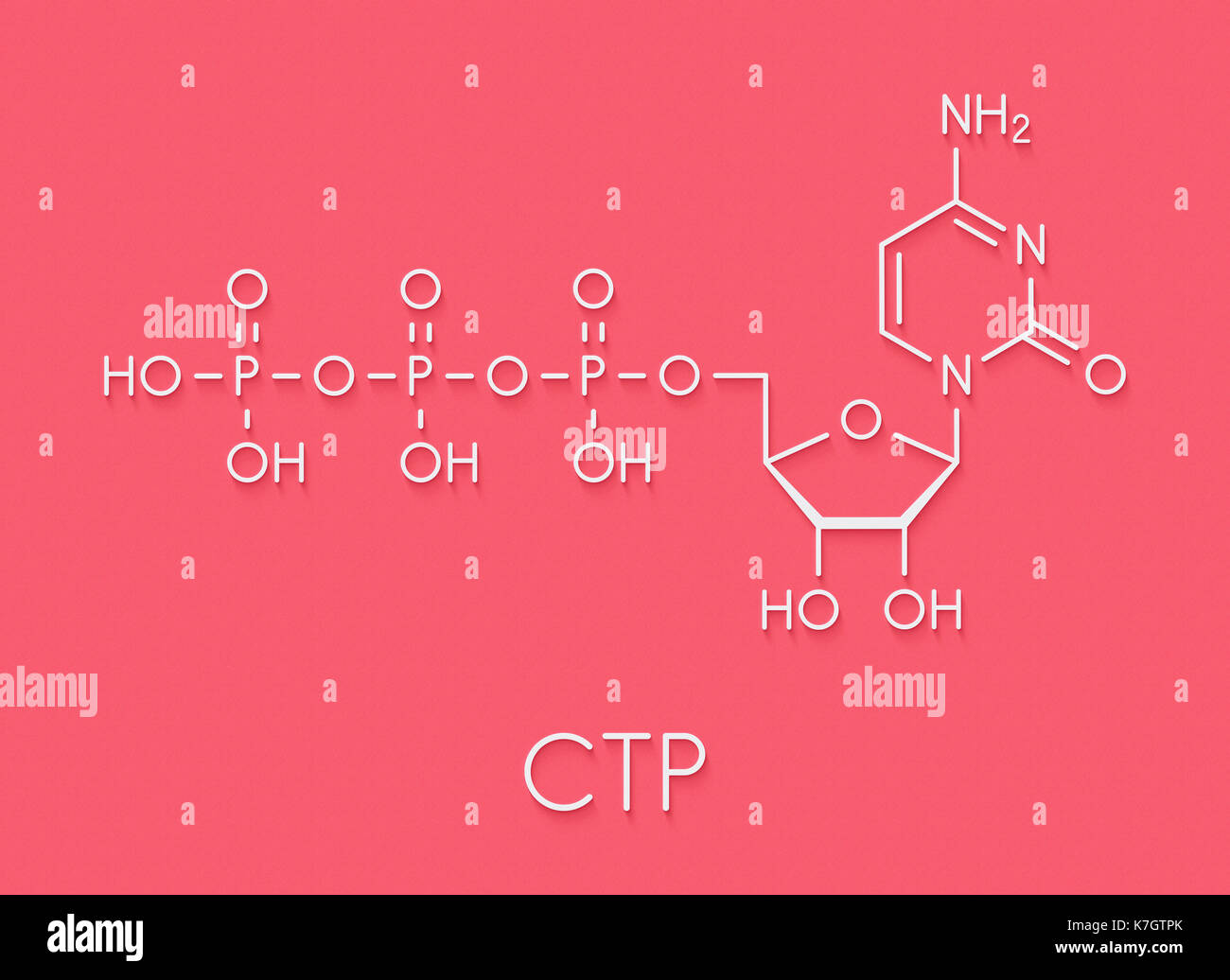 Citidina trifosfato (CTP) rna building block molecola. funziona anche come cofattore di alcuni enzimi. formula scheletrico. Foto Stock