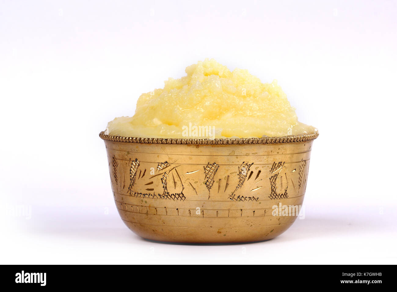 Desi ghee o liquido clariified burro, olio di cottura, ghi puro Foto Stock