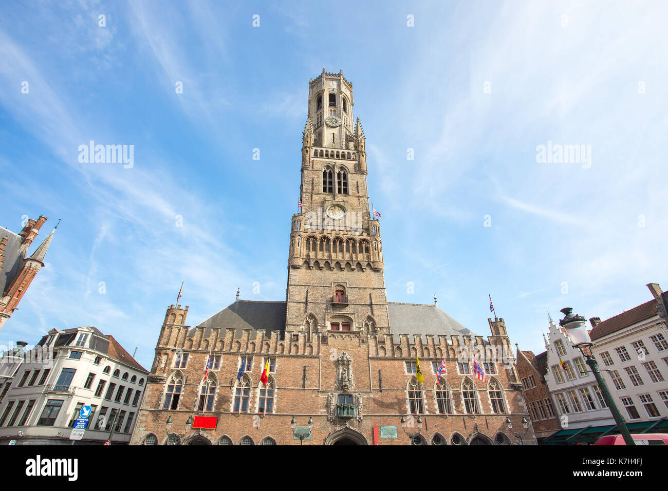 Il campanile di Bruges in Bruges, Belgio. Foto Stock