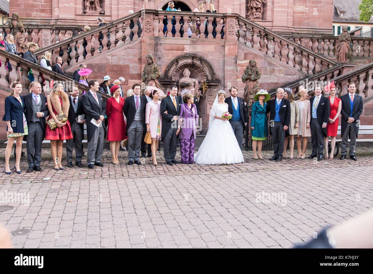 Amorbach, Germania. Xvi Sep, 2017. nozze religiose del principe ereditario Ferdinando di leiningen e princess Viktoria Luise von Preussen in amorbach (Baviera), Germania. il 16 settembre 2017. foto: erhardt szakacs /picture alliance | in tutto il mondo di utilizzo/picture alliance/dpa/alamy live news Foto Stock
