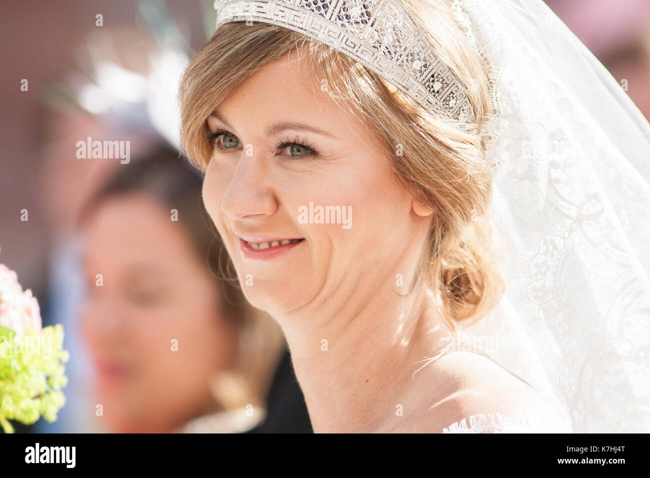Amorbach, Germania. Xvi Sep, 2017. nozze religiose del principe ereditario Ferdinando di leiningen e princess Viktoria Luise von Preussen in amorbach (Baviera), Germania. il 16 settembre 2017. foto: erhardt szakacs /picture alliance | in tutto il mondo di utilizzo/picture alliance/dpa/alamy live news Foto Stock