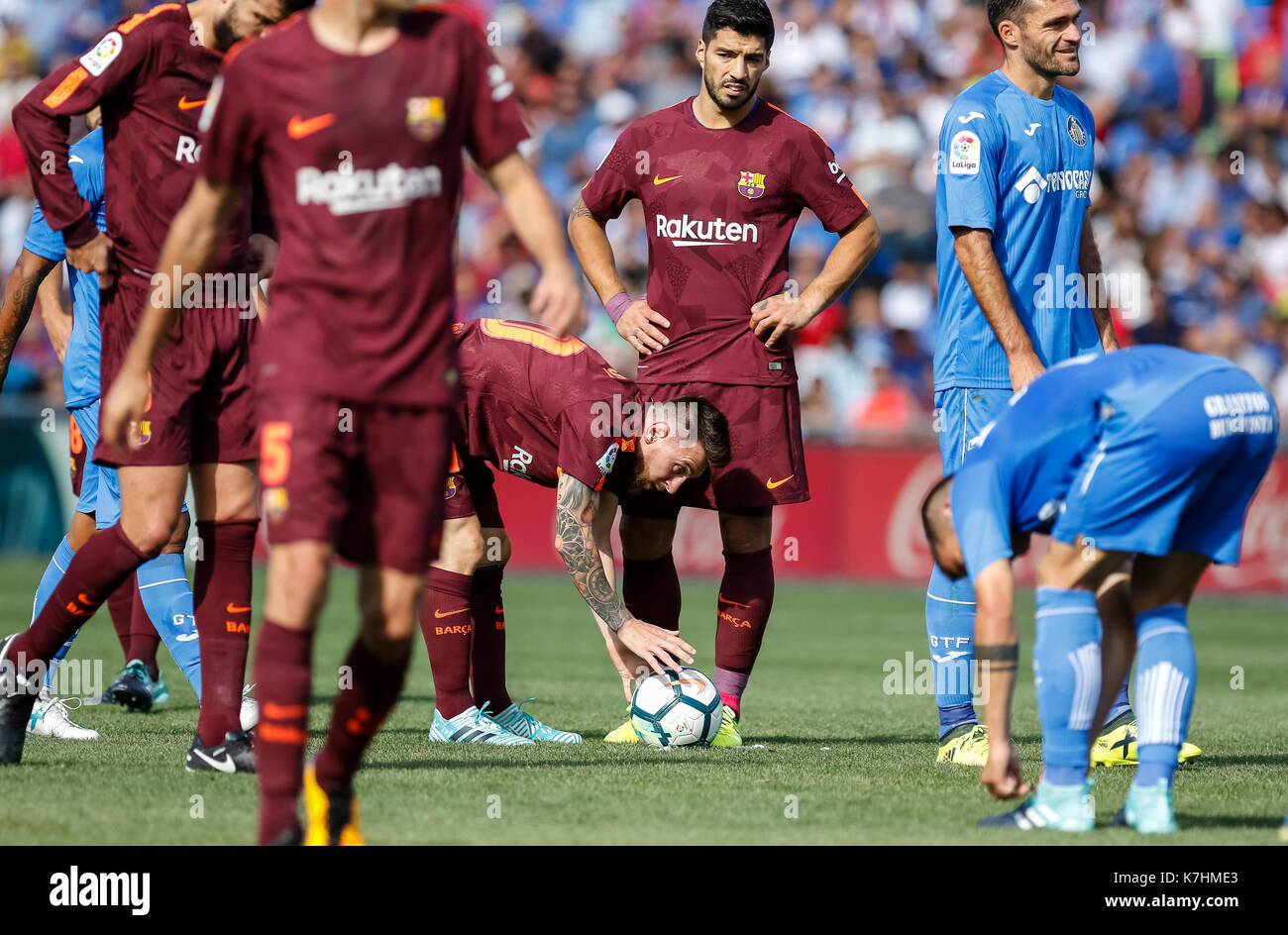 Getafe, Spagna. Il 17 settembre 2017. LaLiga match tra Getafe CF e FC Barcellona al Coliseum Alfonso Pérez, Getafe Madrid. © ABEL F. ROS/Alamy Live News Foto Stock