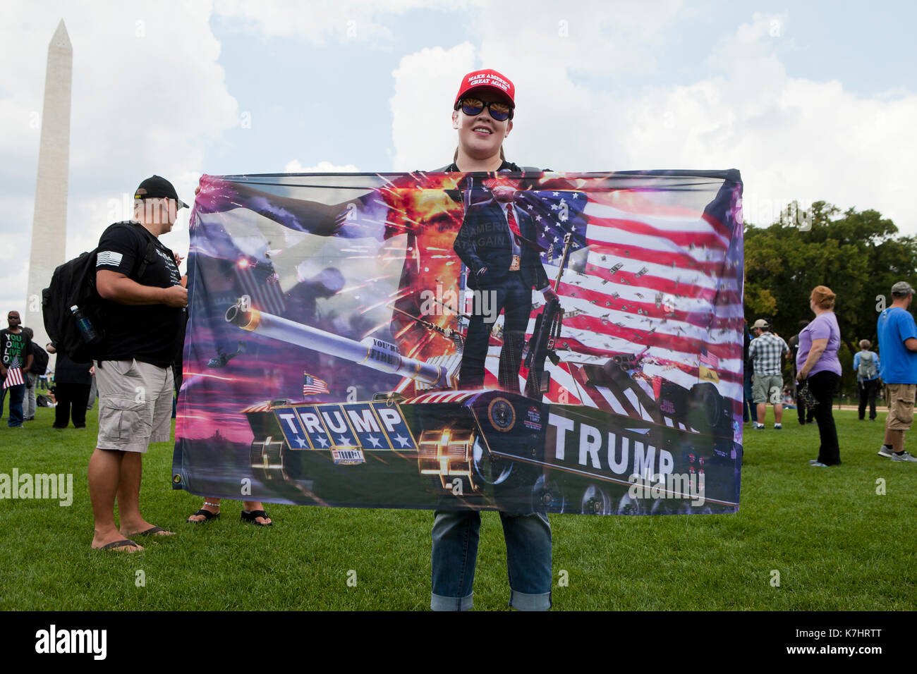 Il Sabato, Settembre 16th, 2017, Washington DC USA: Donald Trump sostenitori raccogliere sul National Mall per inviare un messaggio al Congresso, i media e il mondo che essi sono uniti nel difendere la cultura americana e valori. Foto Stock