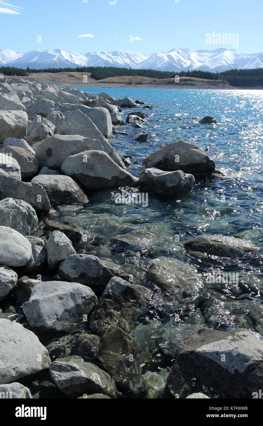 Lago Pukaki canterbury isola del sud della Nuova Zelanda Foto Stock