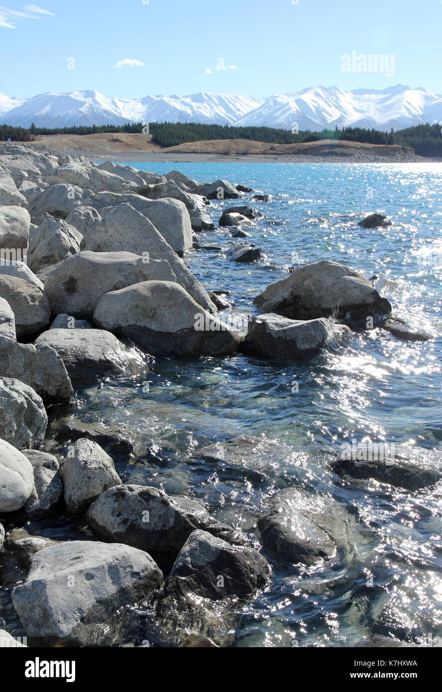 Lago Pukaki canterbury isola del sud della Nuova Zelanda Foto Stock
