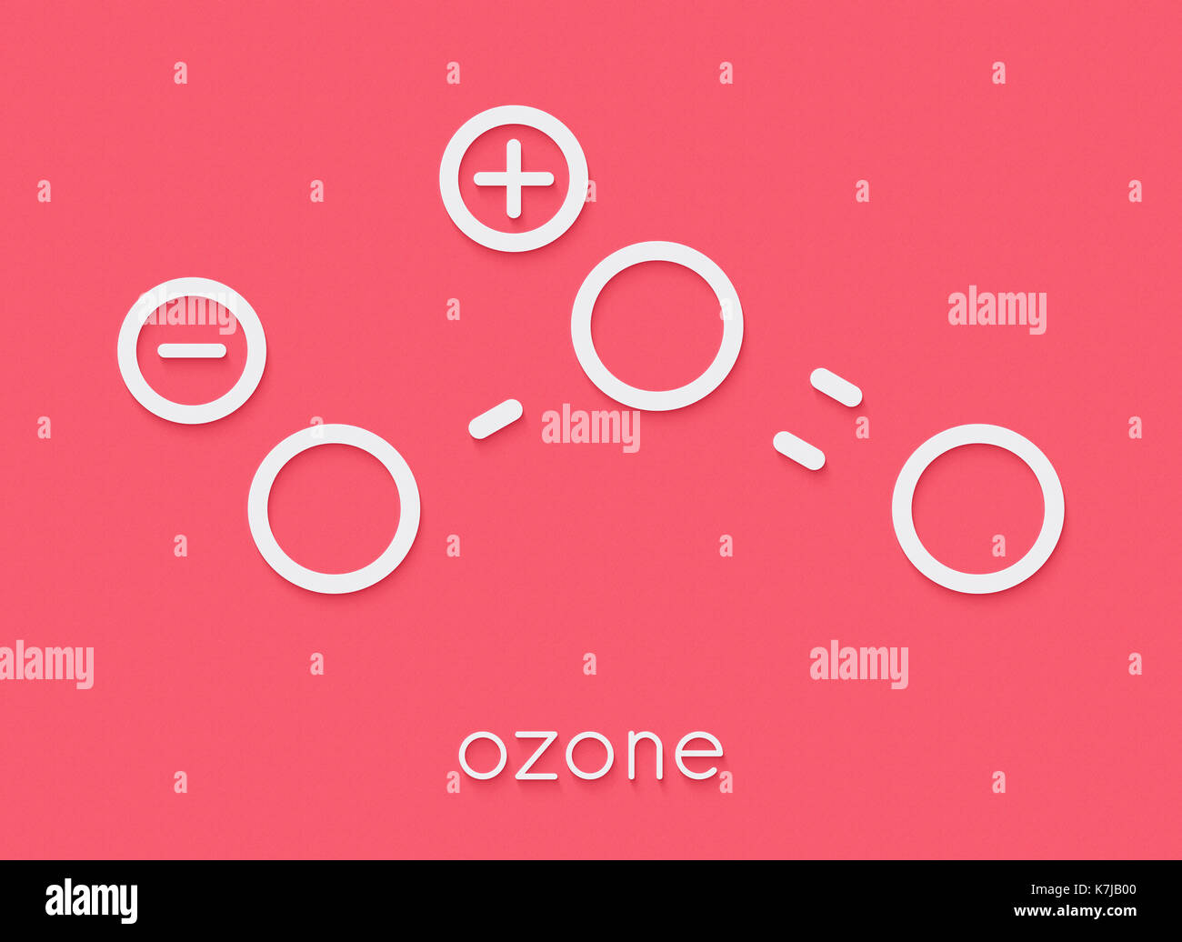 Ozono (trioxygen, o3) molecola, struttura chimica formula scheletrico. Foto Stock