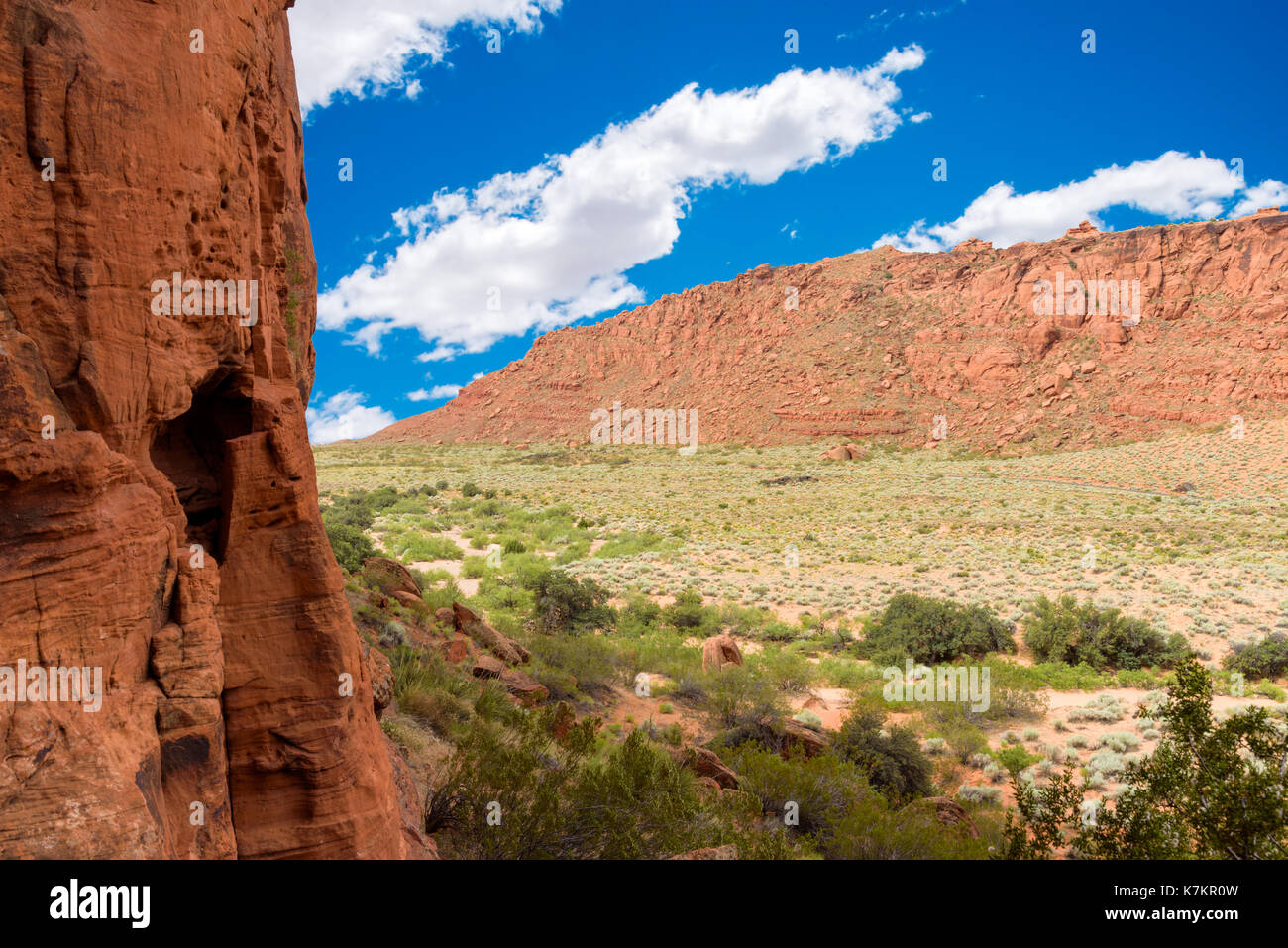Valle sotto il red rock mountain Foto Stock