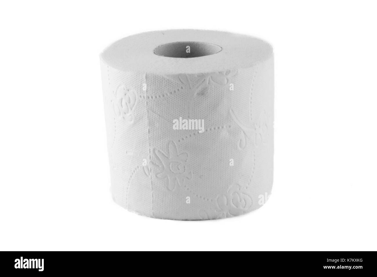 Carta igienica rotolo isolato su sfondo bianco foto. bella immagine, lo sfondo, lo sfondo Foto Stock