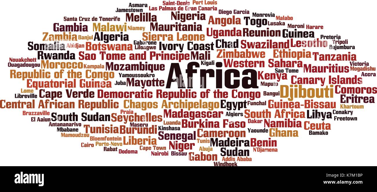 Paesi in Africa parola concetto cloud. illustrazione vettoriale Illustrazione Vettoriale