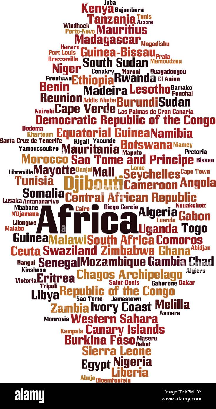 Paesi in Africa parola concetto cloud. illustrazione vettoriale Illustrazione Vettoriale