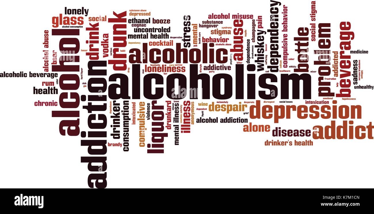 L alcolismo parola concetto cloud. illustrazione vettoriale Illustrazione Vettoriale
