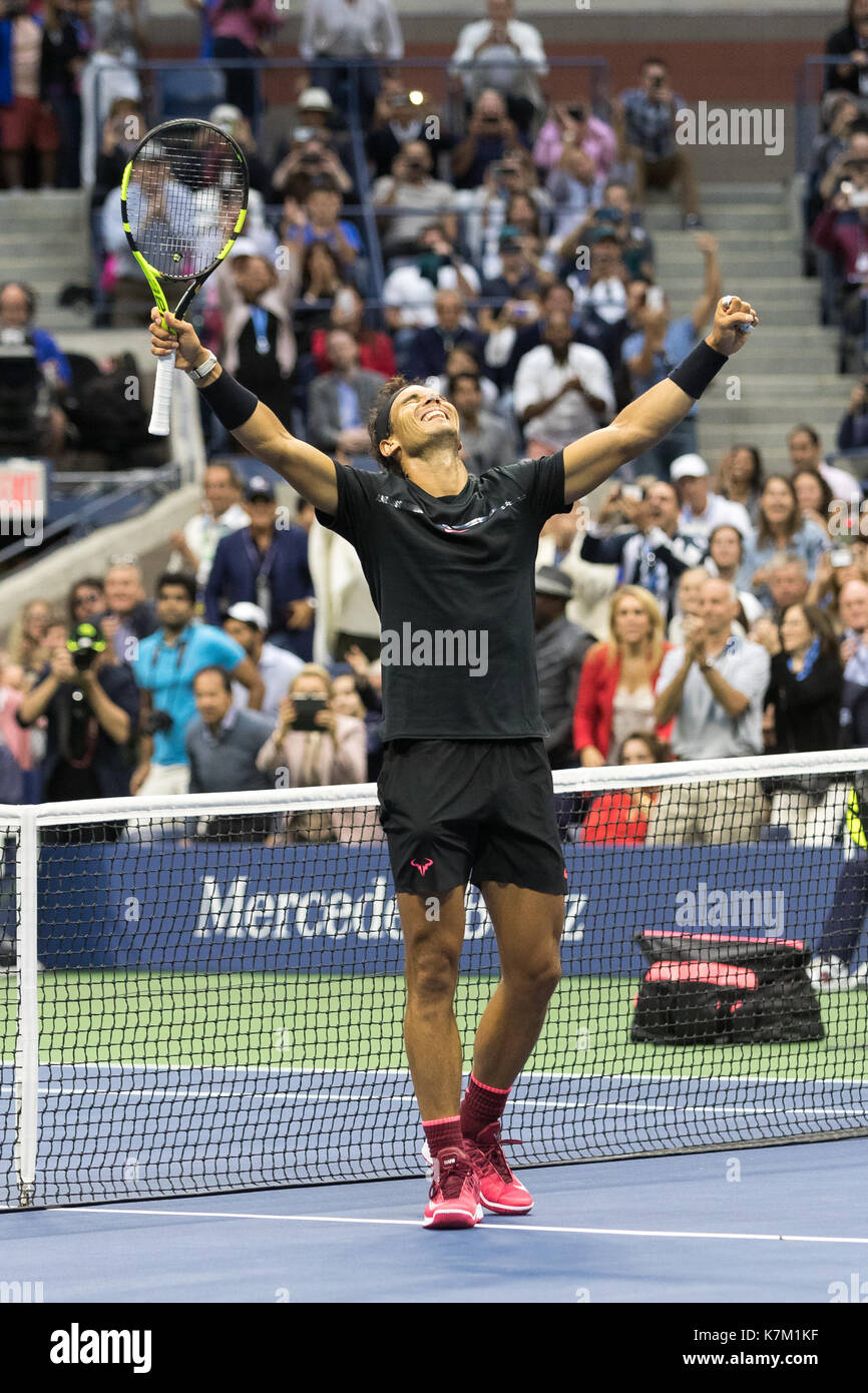 Rafael Nadal (esp) vincitore di uomini singoli finale al 2017 US Open Tennis championships Foto Stock