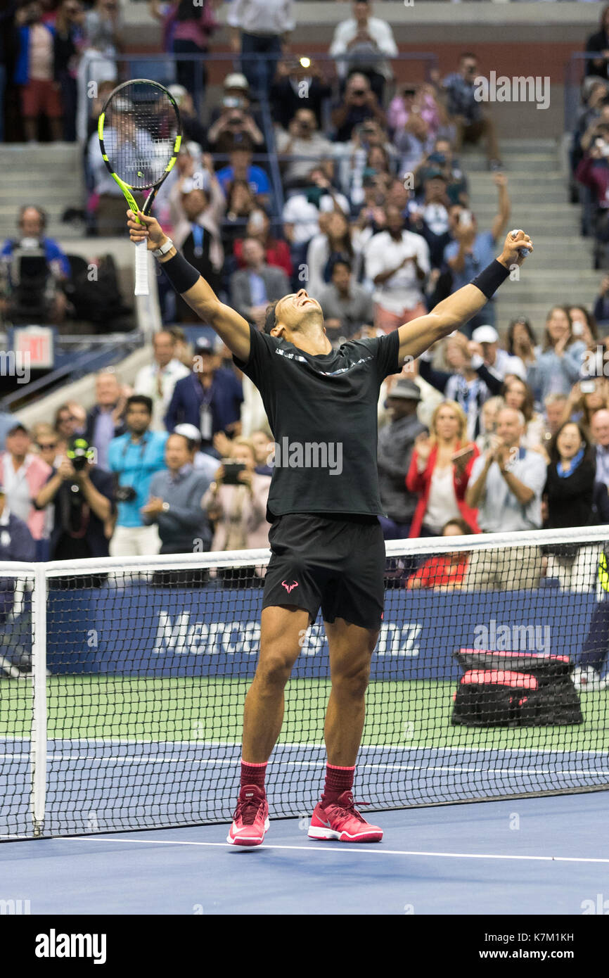Rafael Nadal (esp) vincitore di uomini singoli finale al 2017 US Open Tennis championships Foto Stock