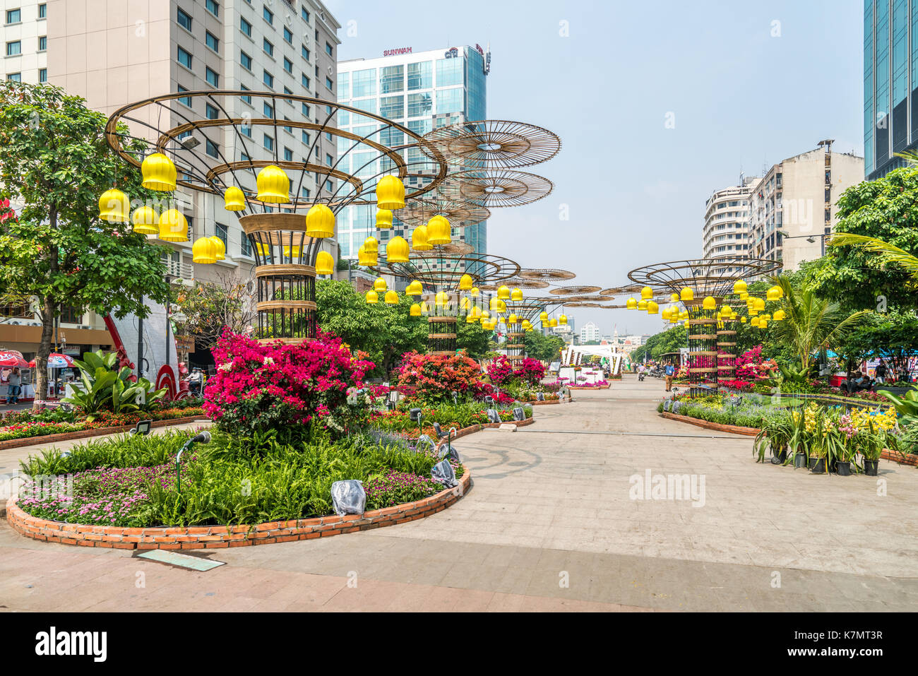 Royalty di alta qualità gratuitamente immagini di stock di decorazione street nel nuovo anno, Ho chi minh city, Vietnam Foto Stock