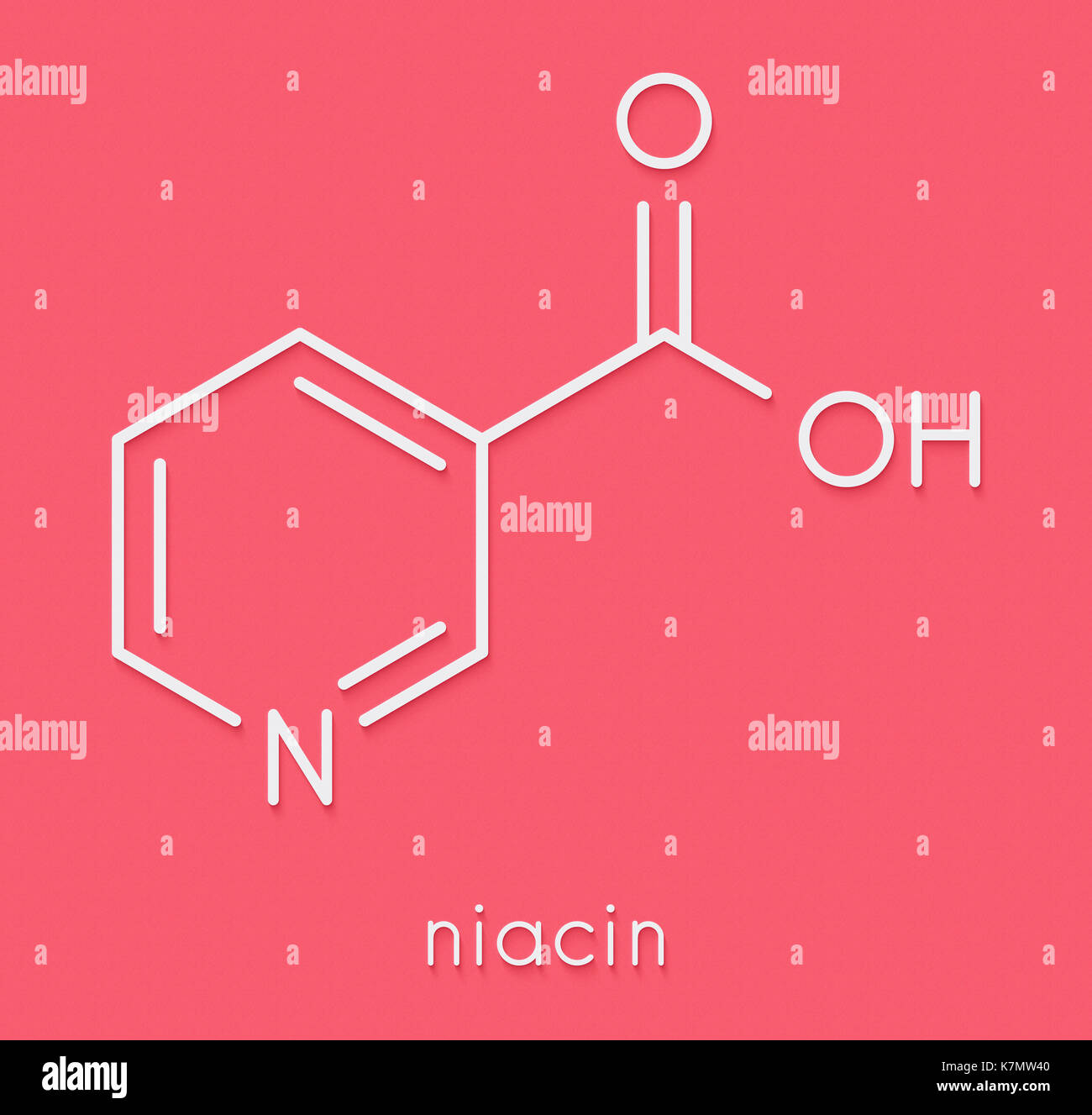 Vitamina B3 (Niacina). molecola di formula scheletrico. Foto Stock