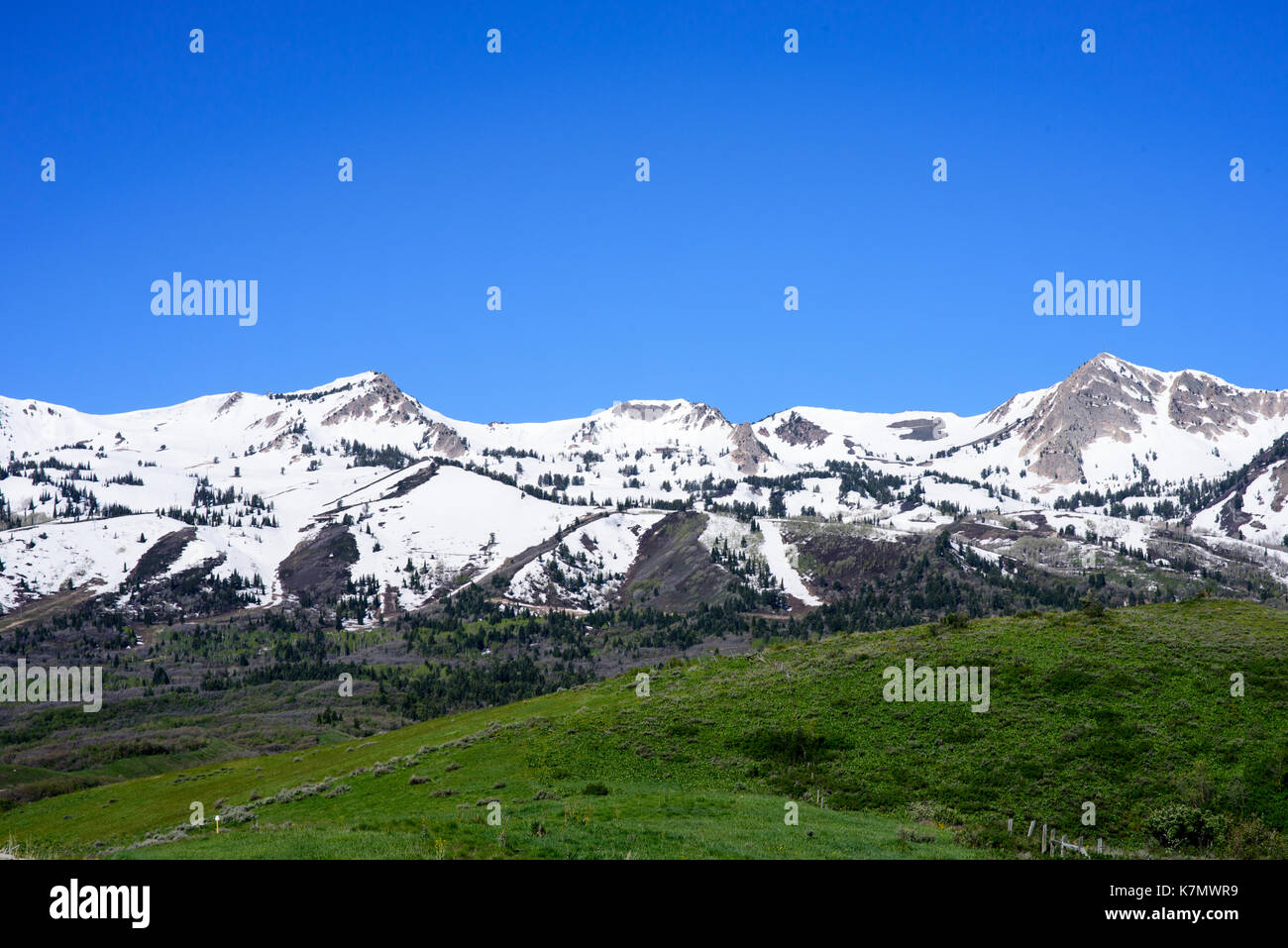 Montagne Wasatch dal lato est Foto Stock