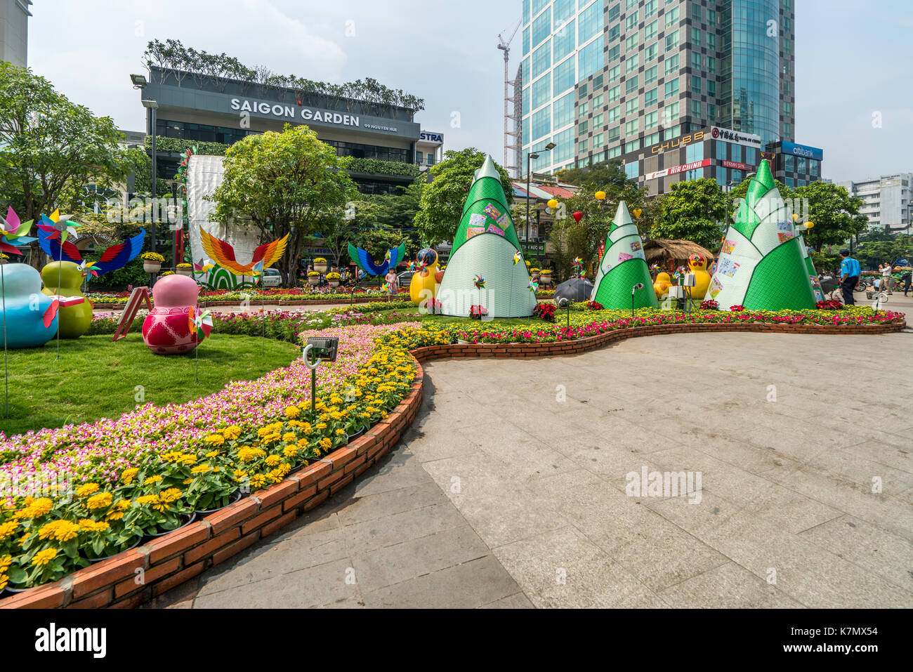 Royalty di alta qualità gratuitamente immagini di stock di decorazione street nel nuovo anno, Ho chi minh city, Vietnam Foto Stock