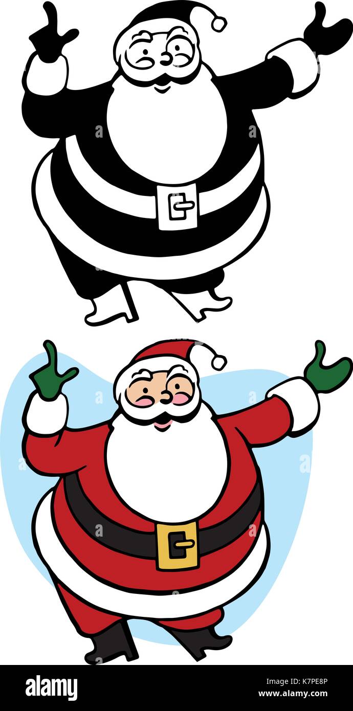 Santa Claus rivolto verso l'alto verso qualcosa di interessante. Illustrazione Vettoriale