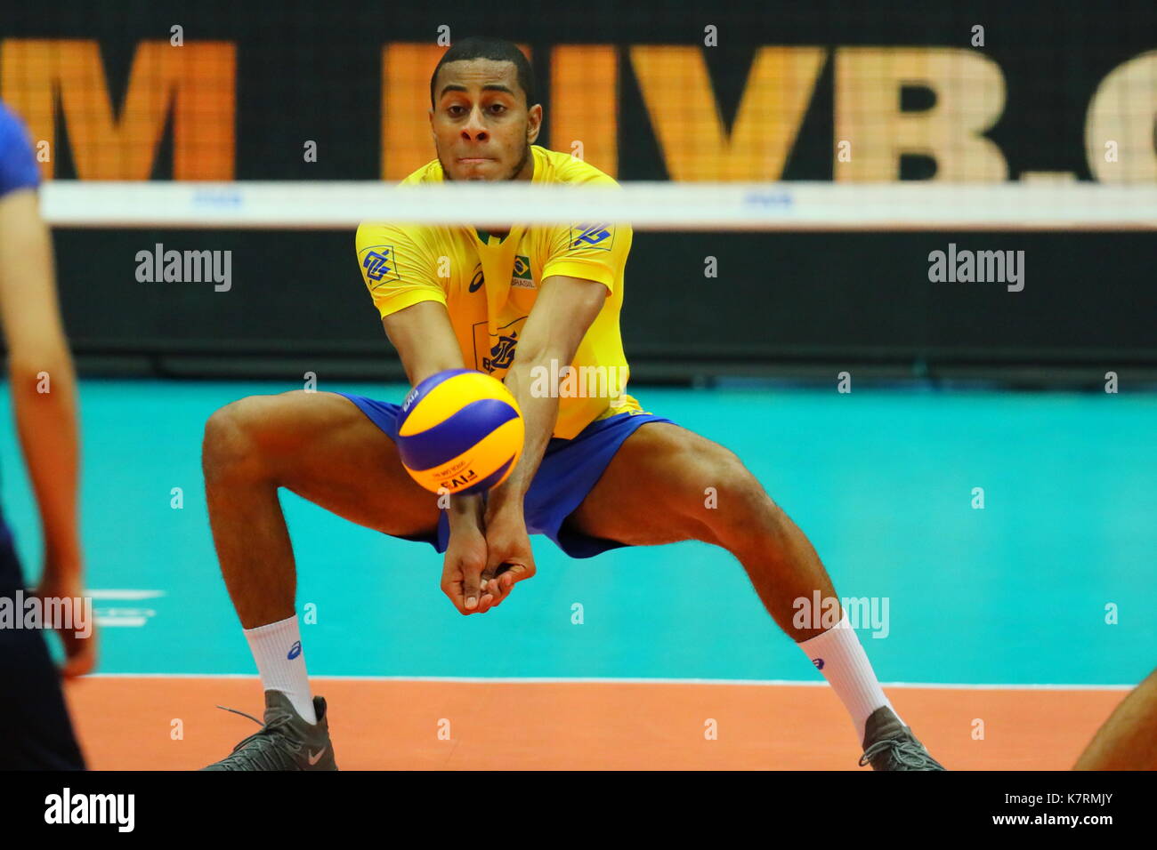 Osaka, Giappone. Xv Sep, 2017. mauricio silva (BRA) pallavolo : fivb world grand Champions Cup 2017 uomini match tra iran 0-3 Brasile a Osaka centrale comunale palestra di Osaka in Giappone . credito: naoki nishimura aflo/sport/alamy live news Foto Stock