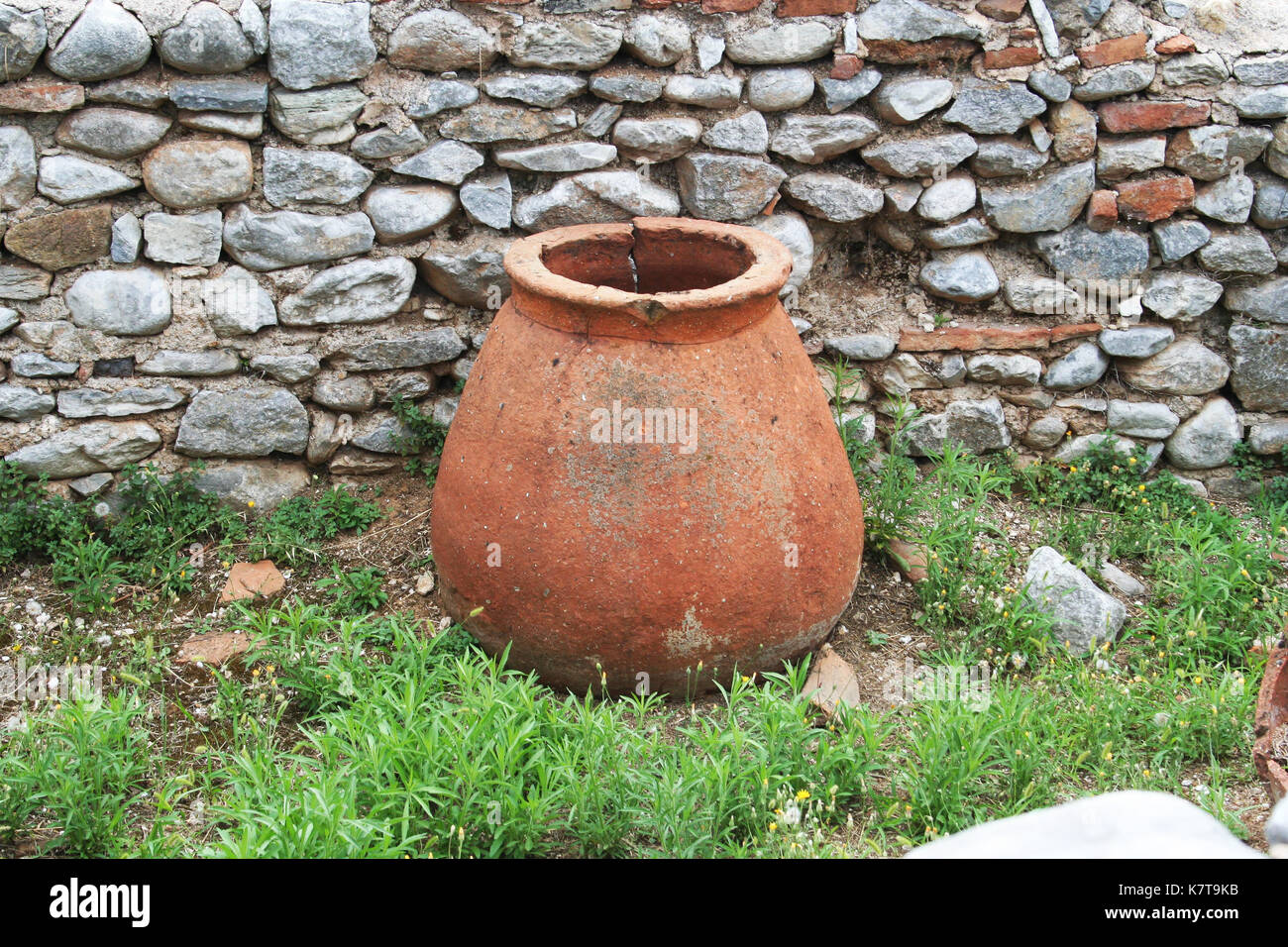 Sito archeologico di Philippi. Questa parte dello scavo proviene dalla zona conosciuta come casa del Vescovo. Philippi fu visitato dall'apostolo Paolo nella Bibbia. Foto Stock