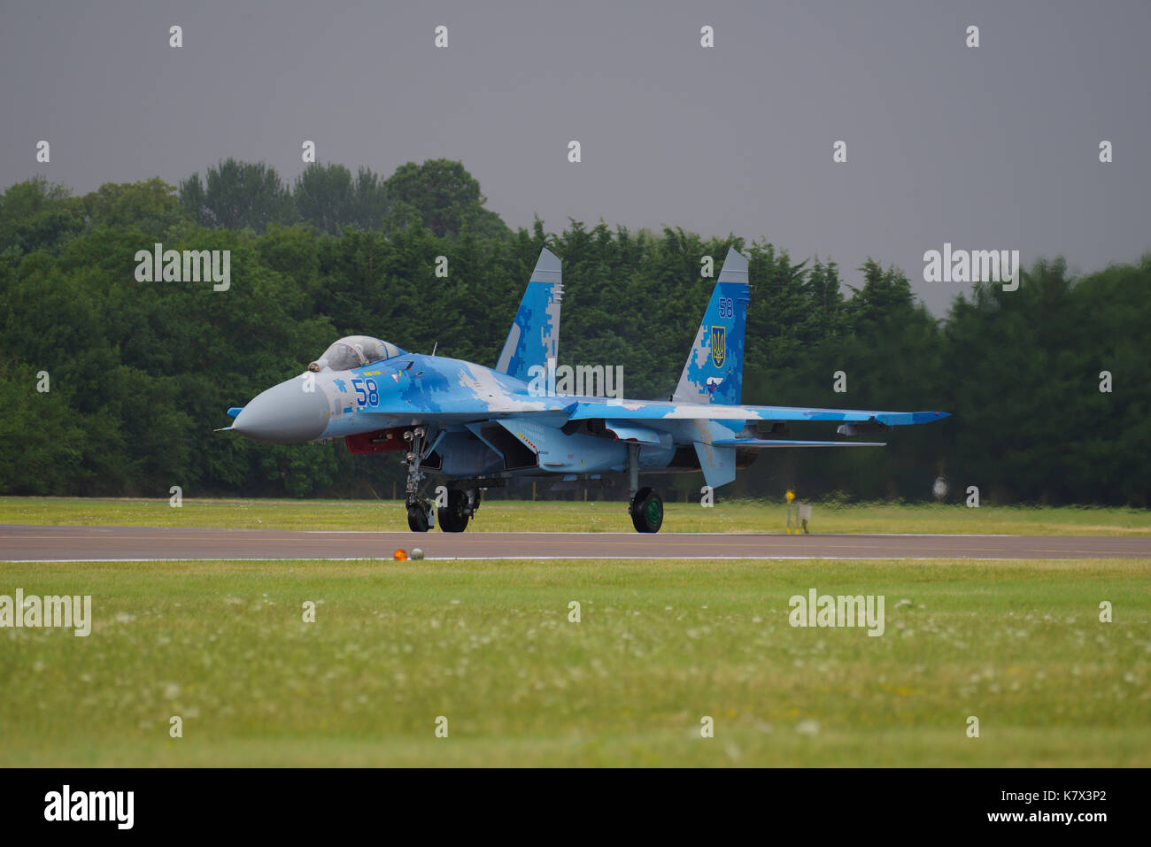 Ukrainian Sukhoi SU27, RIAT 2017, RAF Fairford, Gloucestershire, Inghilterra, Regno Unito. Foto Stock