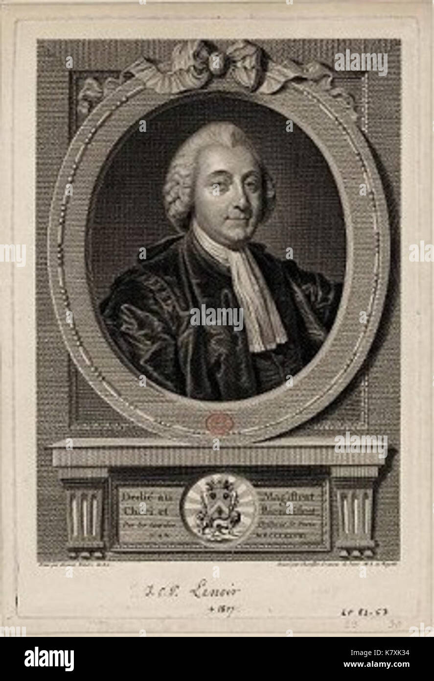 Jean Charles Pierre Lenoir par Juste Chevillet apres Jean Baptiste Greuze Foto Stock