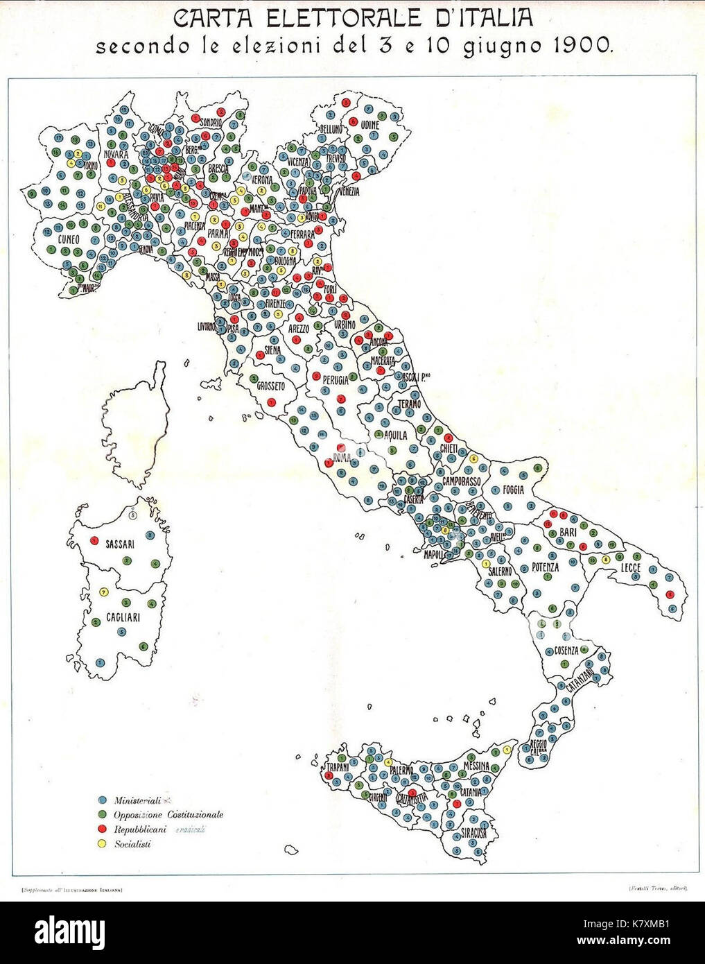 Illustrazione Italiana 1900 Carta Elettorale Foto Stock