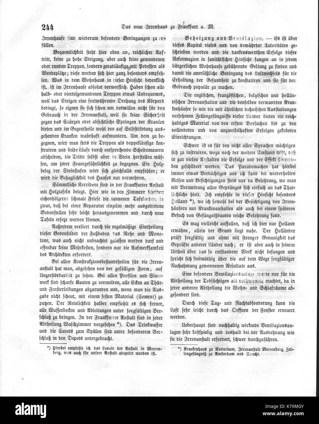 Irrenanstalt zu frankfurt allgemeine bauzeitung 1863, blatt 244 Foto Stock