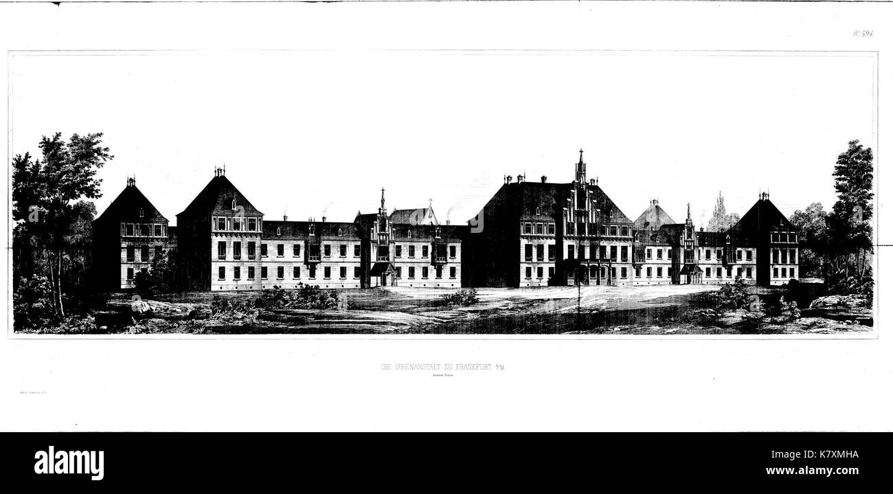 Irrenanstalt zu frankfurt allgemeine bauzeitung 1863, blatt 594 Foto Stock