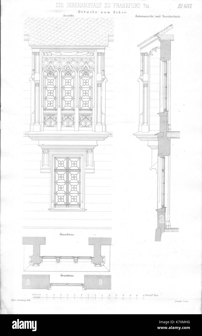 Irrenanstalt zu frankfurt allgemeine bauzeitung 1863, blatt 603 Foto Stock