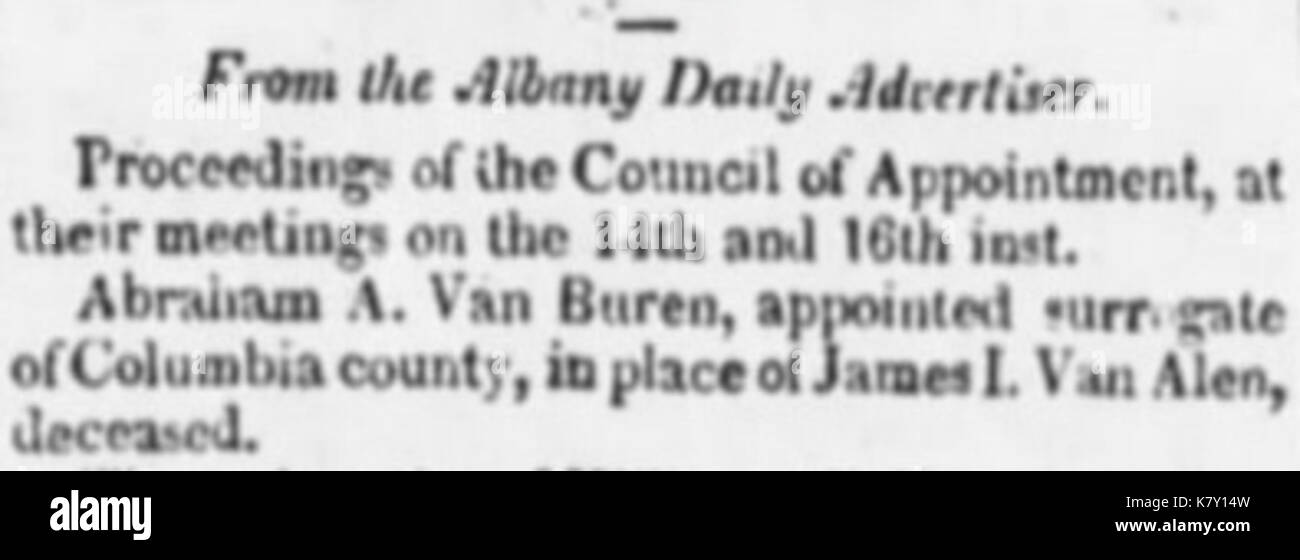James I. Van Alen 1822 successore come surrogato del Foto Stock