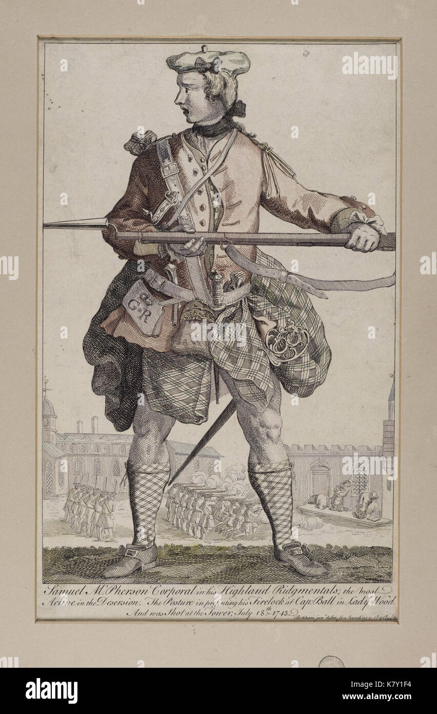 Fiancata giacobita Highland soldati in kilts Foto Stock