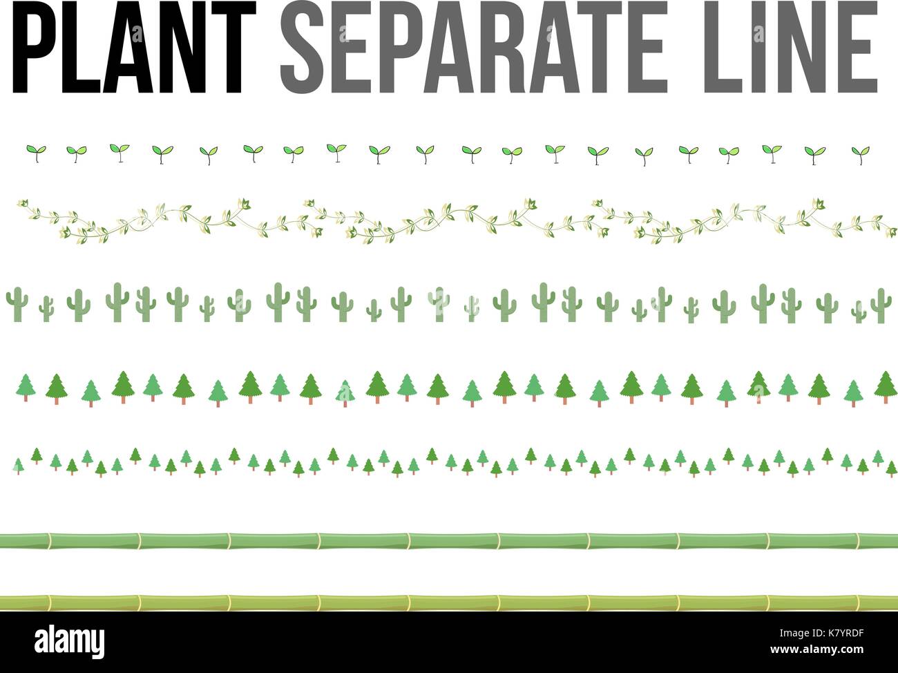 Vettore pianta verde linea separata per il layout di progettazione il componente Illustrazione Vettoriale