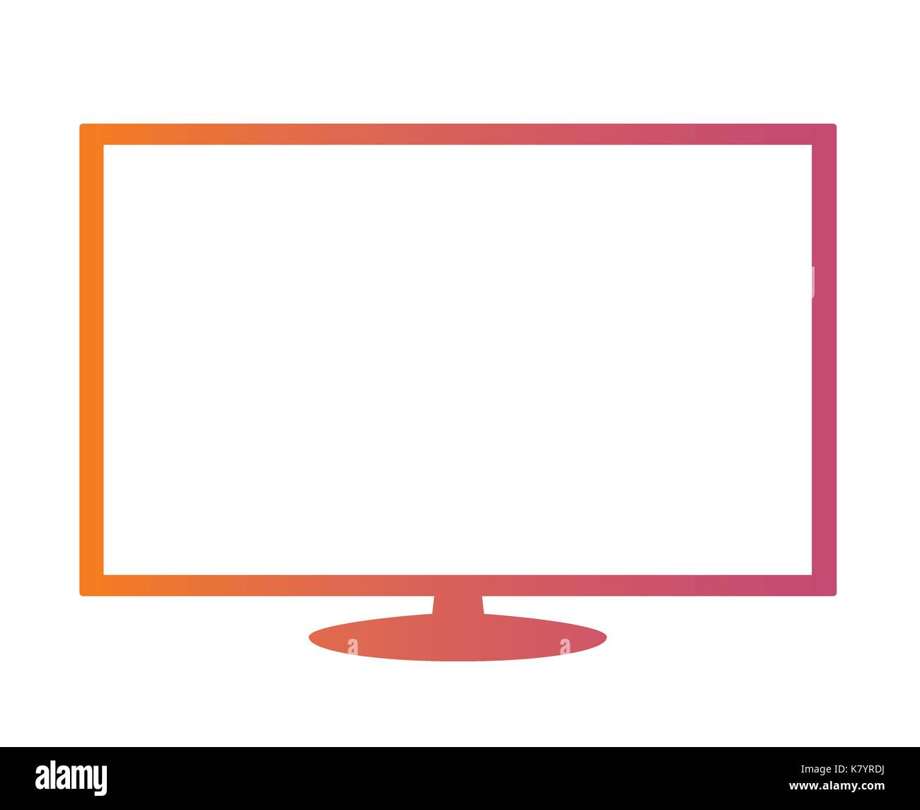 Il vettore isolato arancio al rosa la sfumatura del colore con Rapporto di visualizzazione 16:9 wide screen computer monitor con schermata bianca vuota Illustrazione Vettoriale