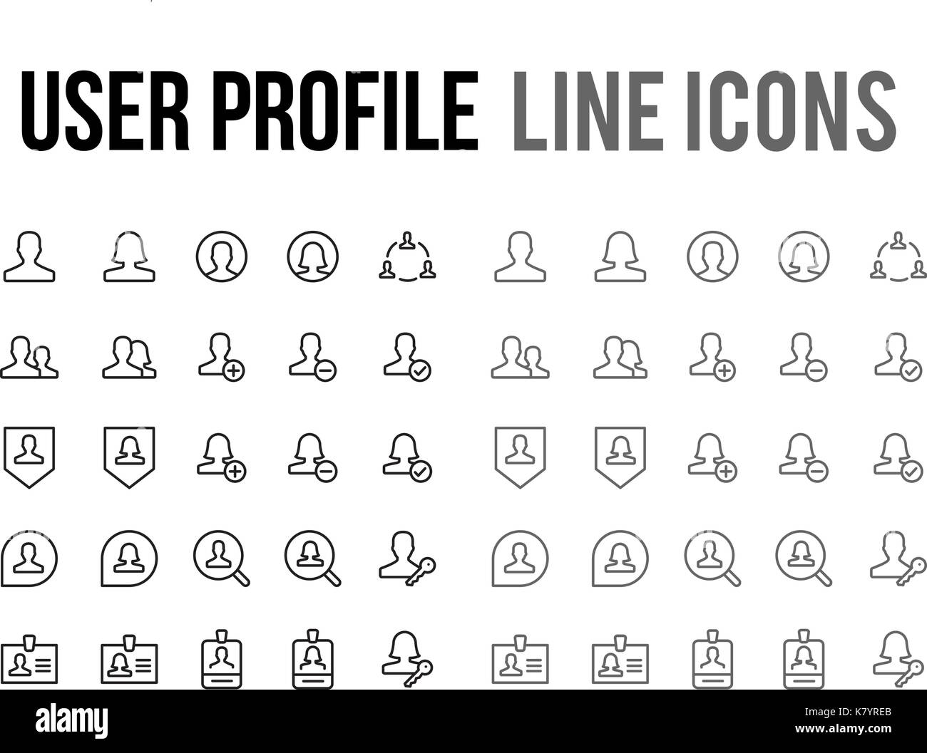 Profilo utente di linea del vettore icona per app e il sito web mobile sensibile Illustrazione Vettoriale