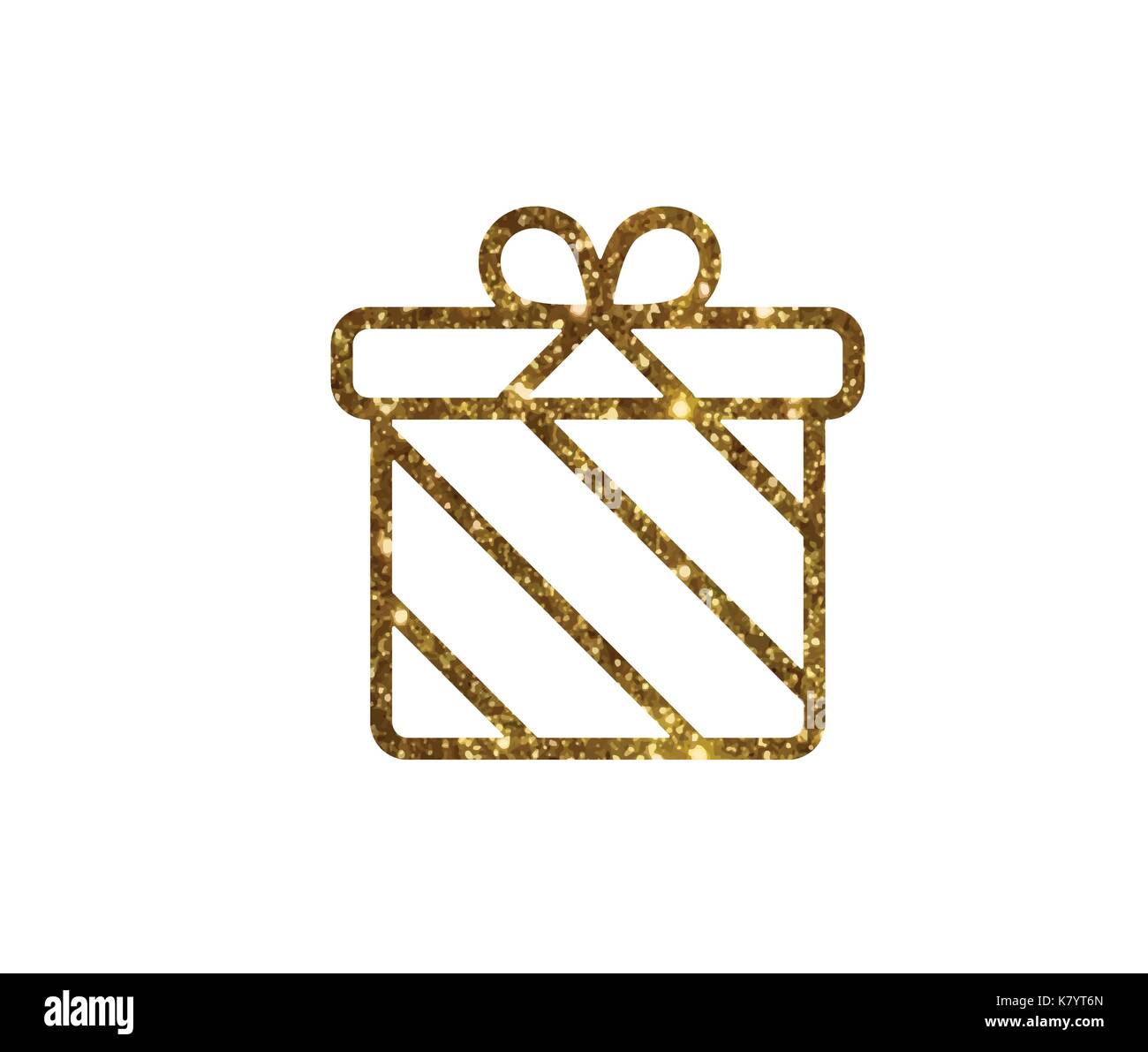 L'isolato di glitter golden Holiday Gift Box icona Illustrazione Vettoriale