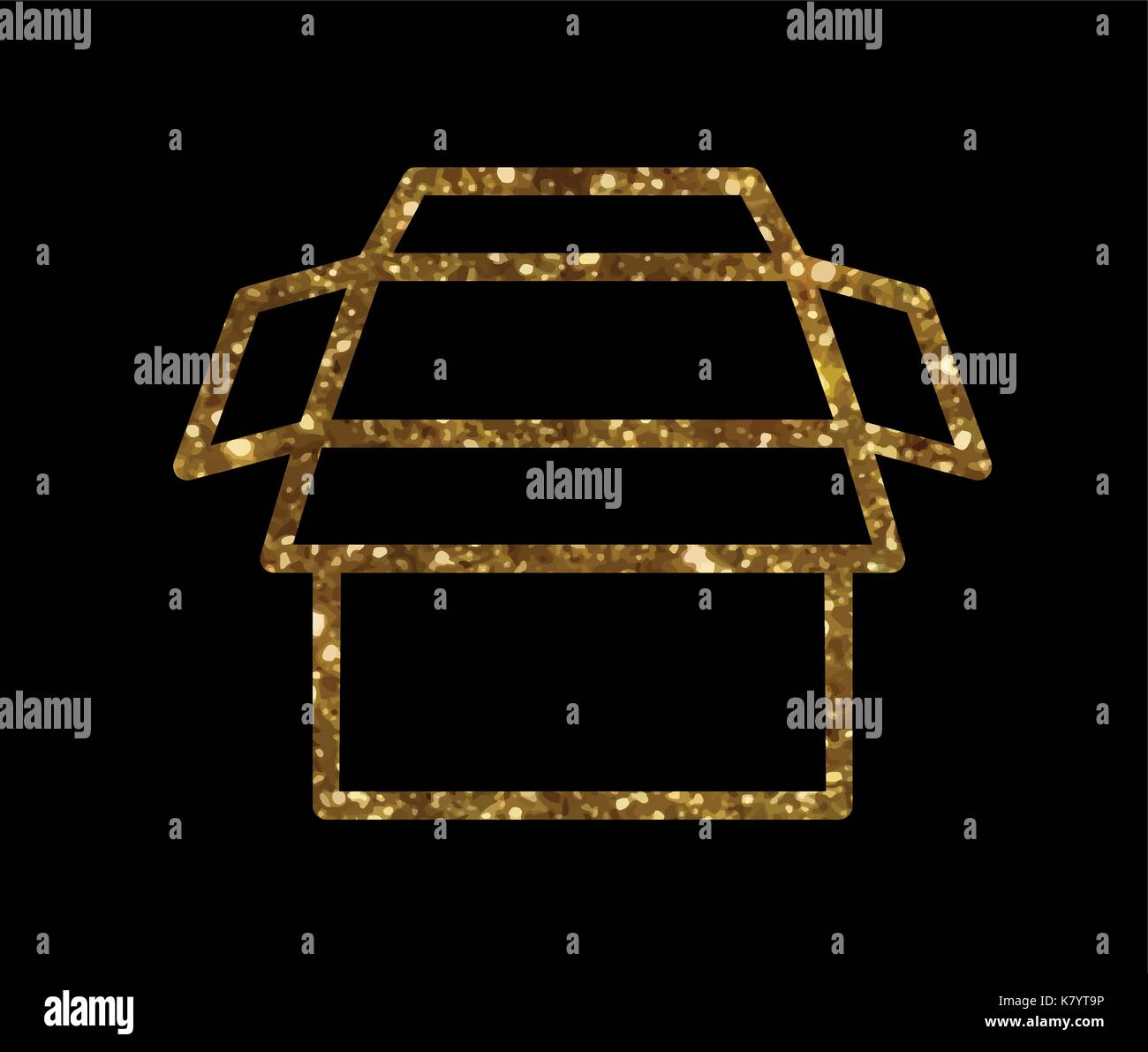 Vettore isolato golden glitter consegna scatola di spedizione icona linea Illustrazione Vettoriale