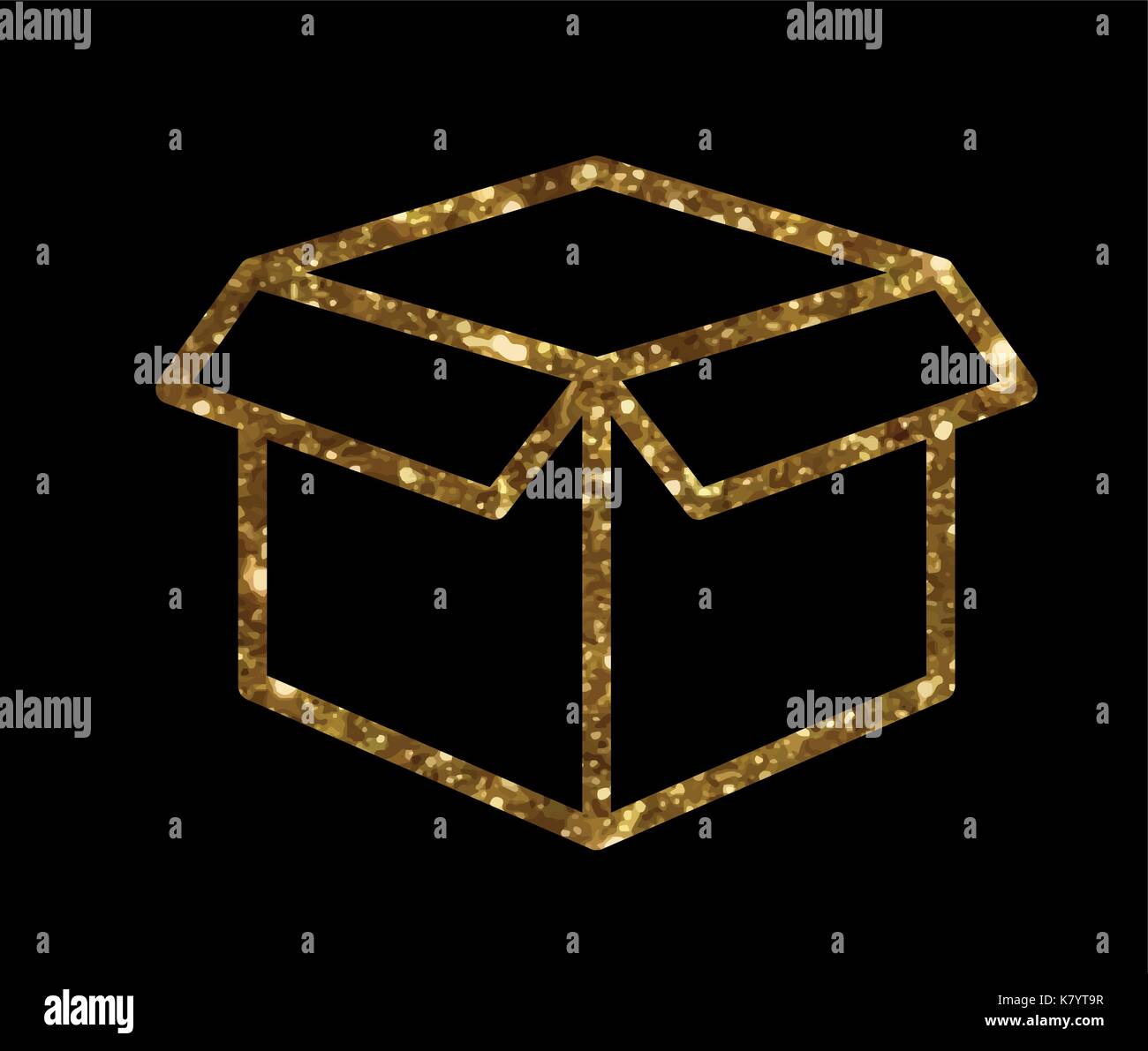 Vettore isolato golden glitter consegna scatola di spedizione icona linea Illustrazione Vettoriale