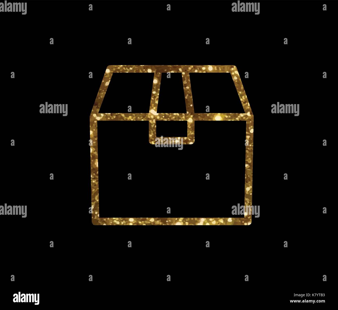 Vettore isolato golden glitter consegna scatola di spedizione icona linea Illustrazione Vettoriale