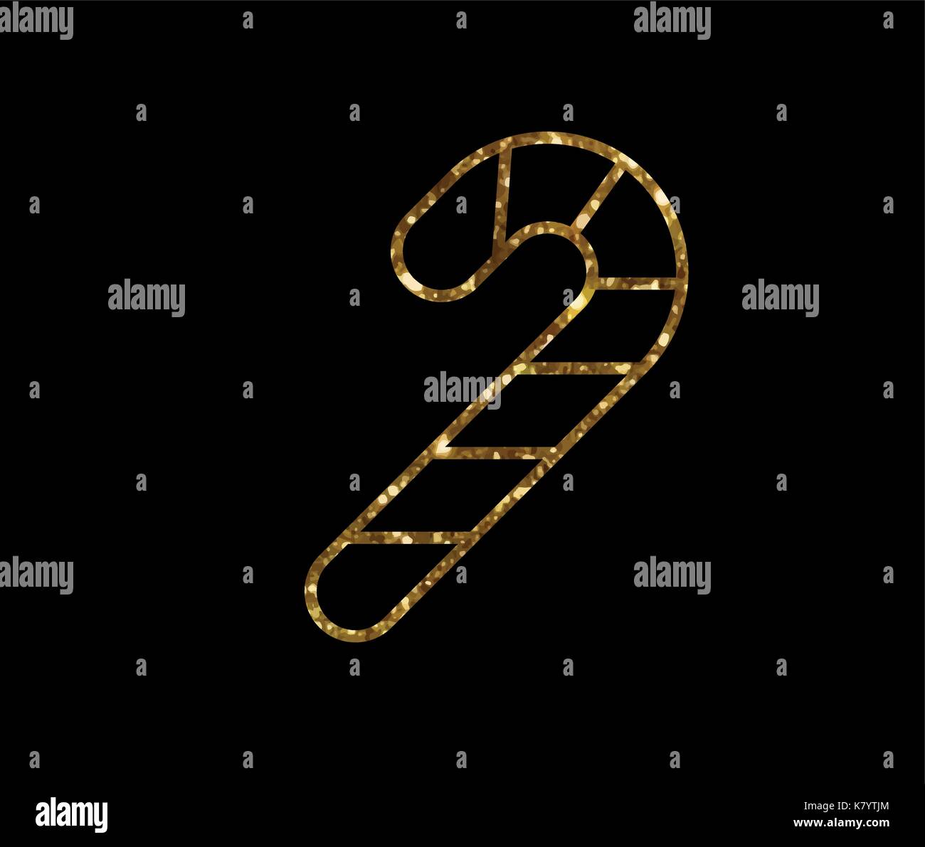 Vettore isolato golden glitter Natale candy stick icona linea Illustrazione Vettoriale