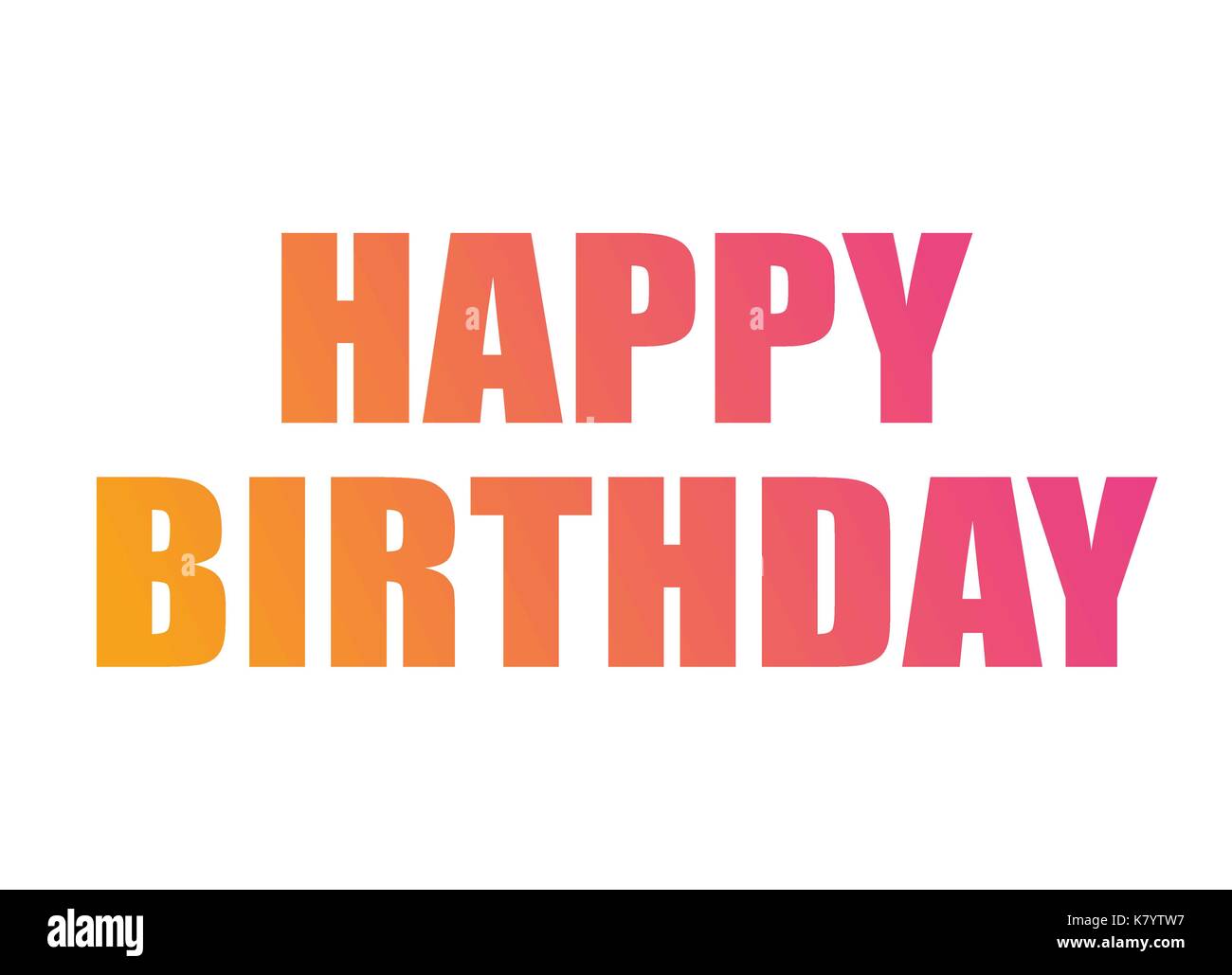 Il gradiente colorato di rosa arancione parola isolata BUON COMPLEANNO Illustrazione Vettoriale