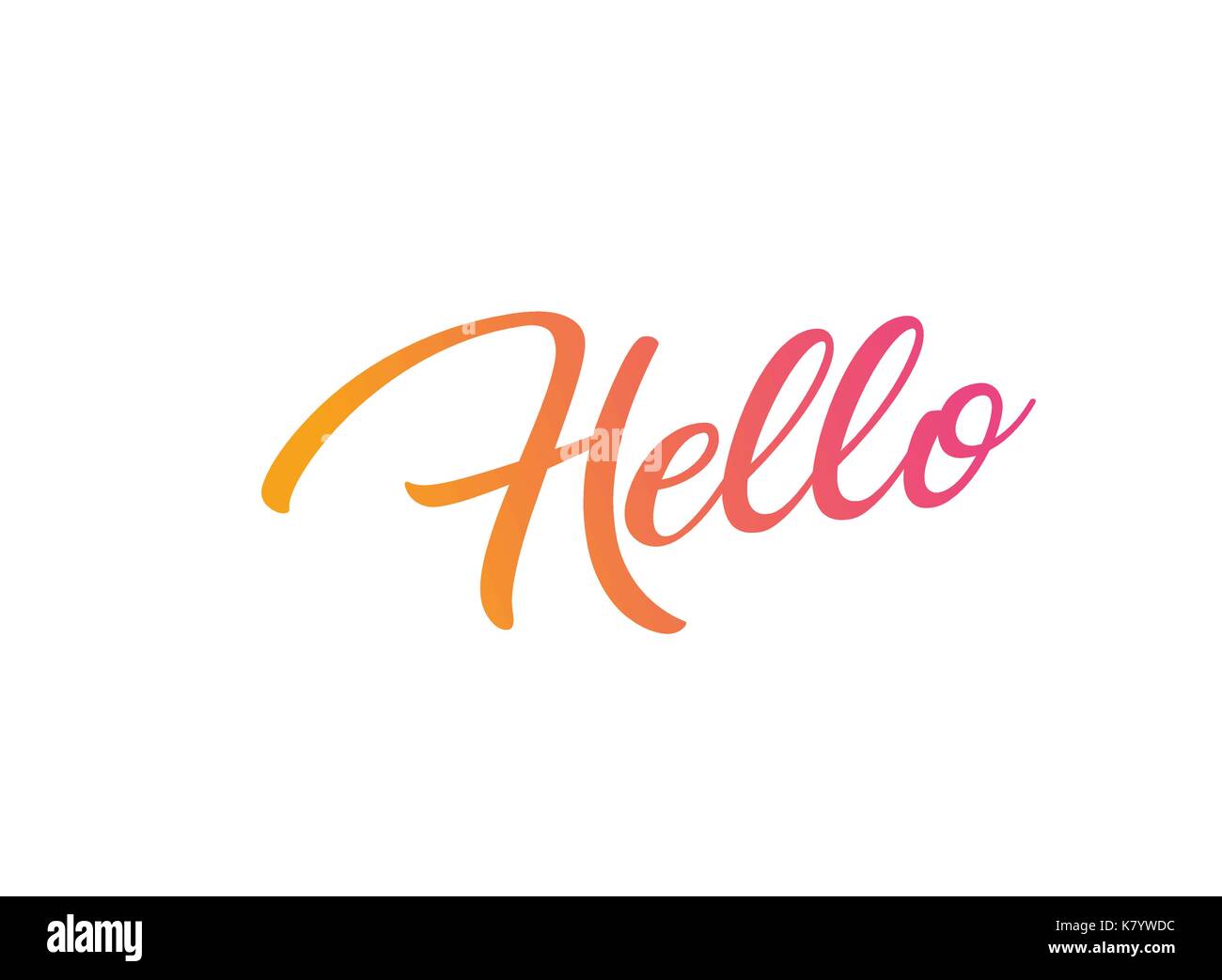 La rosa di gradiente di colore arancione isolato la scrittura a mano parola hello Illustrazione Vettoriale