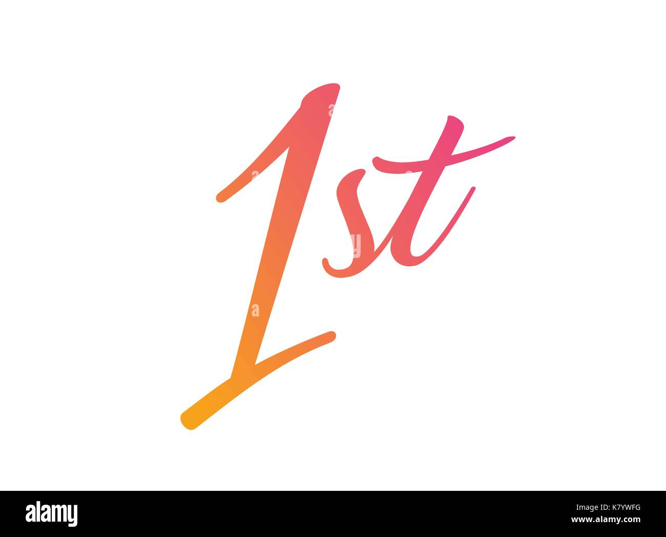 La rosa di gradiente di colore arancione isolato la scrittura a mano la parola in primo luogo Illustrazione Vettoriale