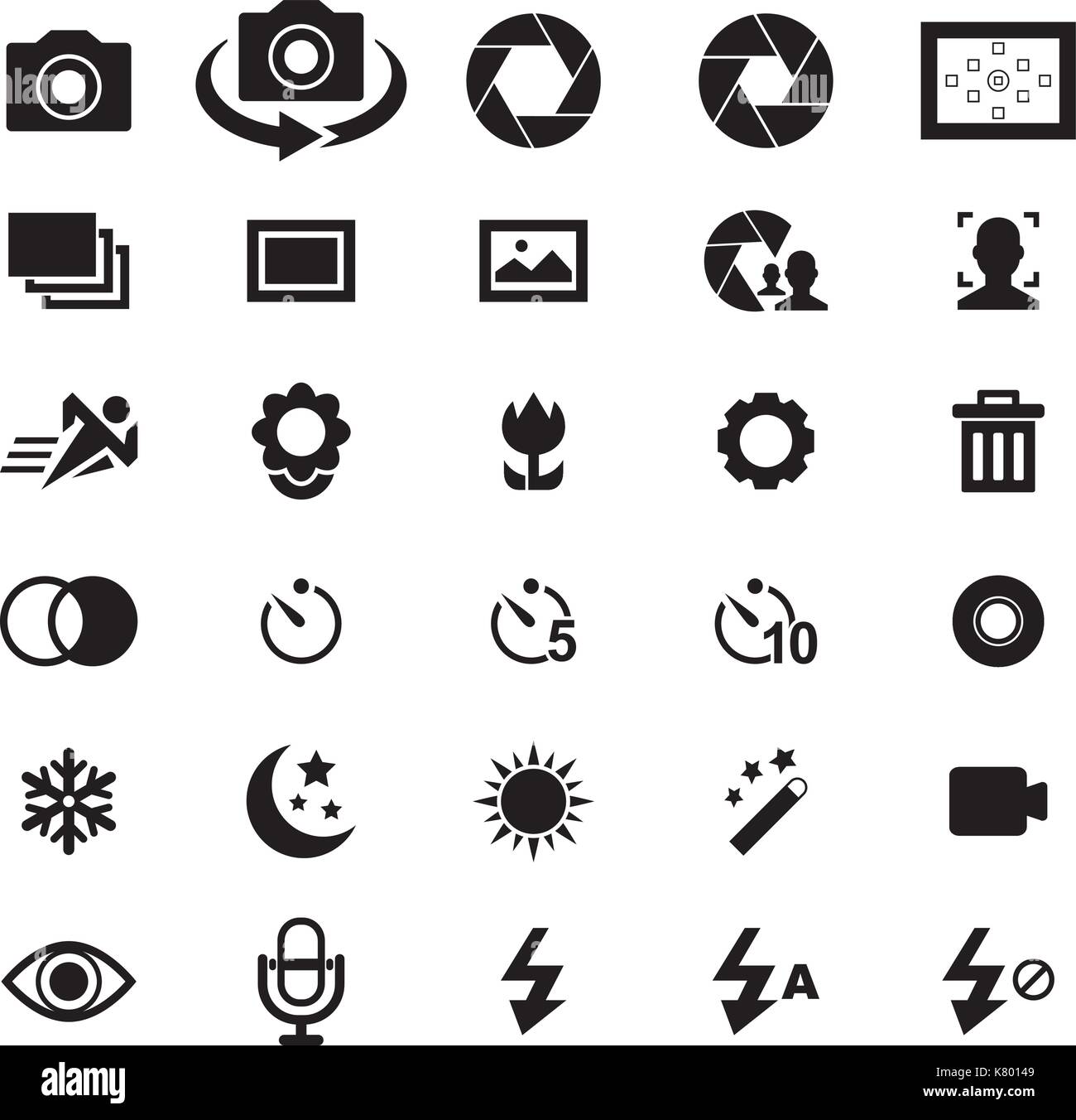 Icona Fotocamera Set Illustrazione Vettoriale