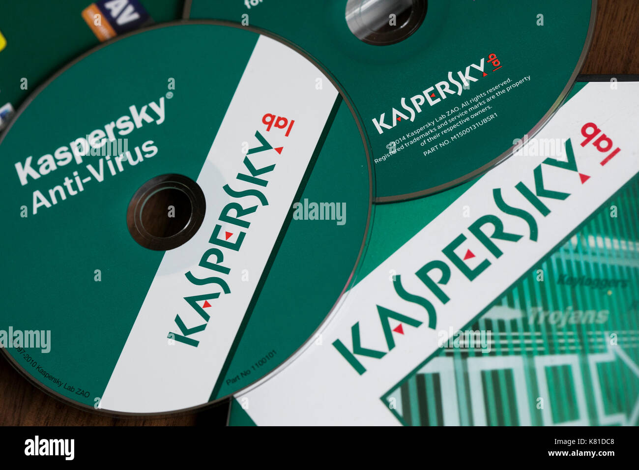 Kaspersky Lab internet security e anti-virus prodotti software. il russo software maker è venuto sotto esame per il suo stretto legame con la Russia Foto Stock