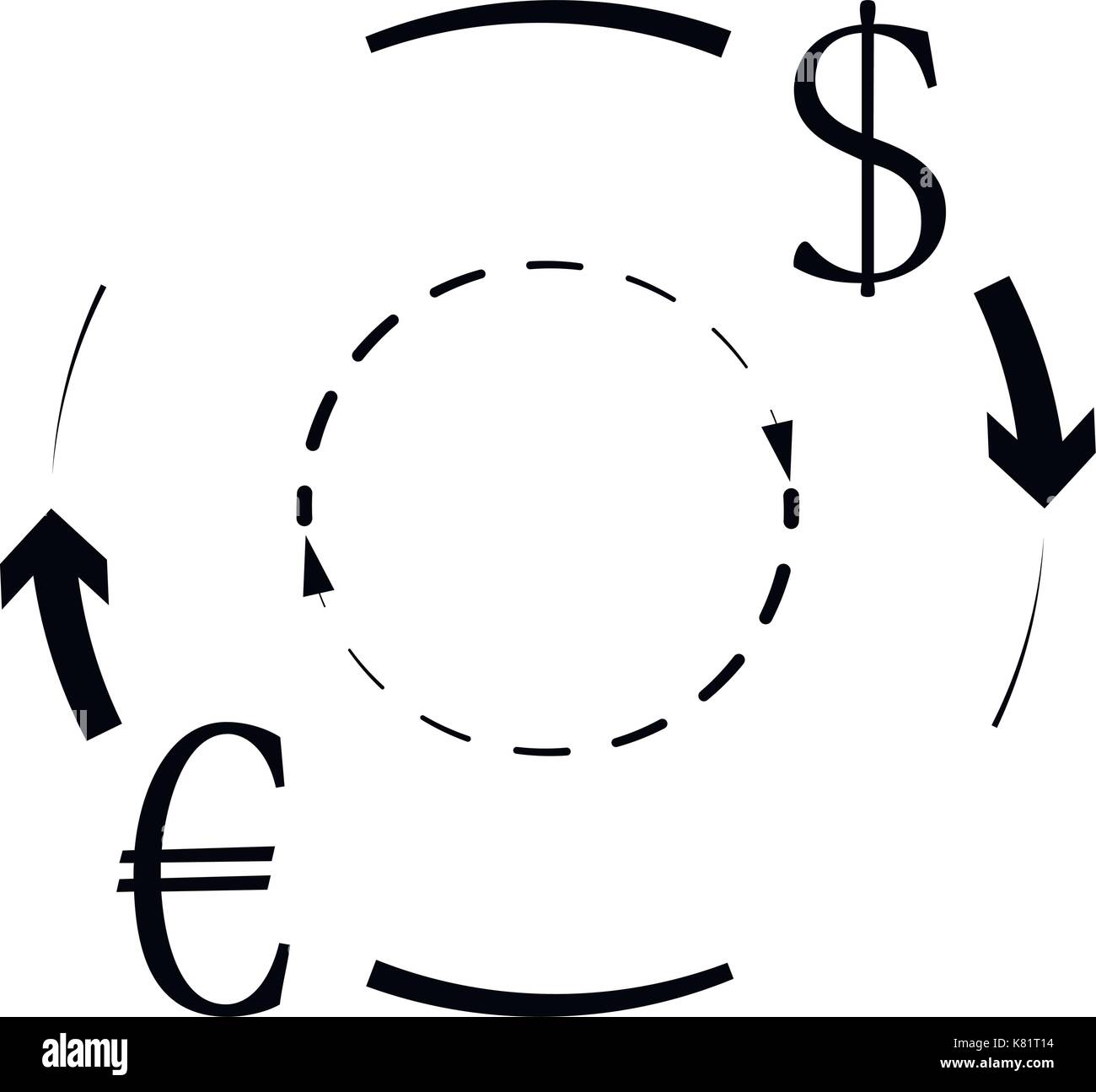 La conversione di valuta euro dollaro. vettore di denaro delle finanze business exchange, illustrazione dei cambiamenti finanziari Illustrazione Vettoriale