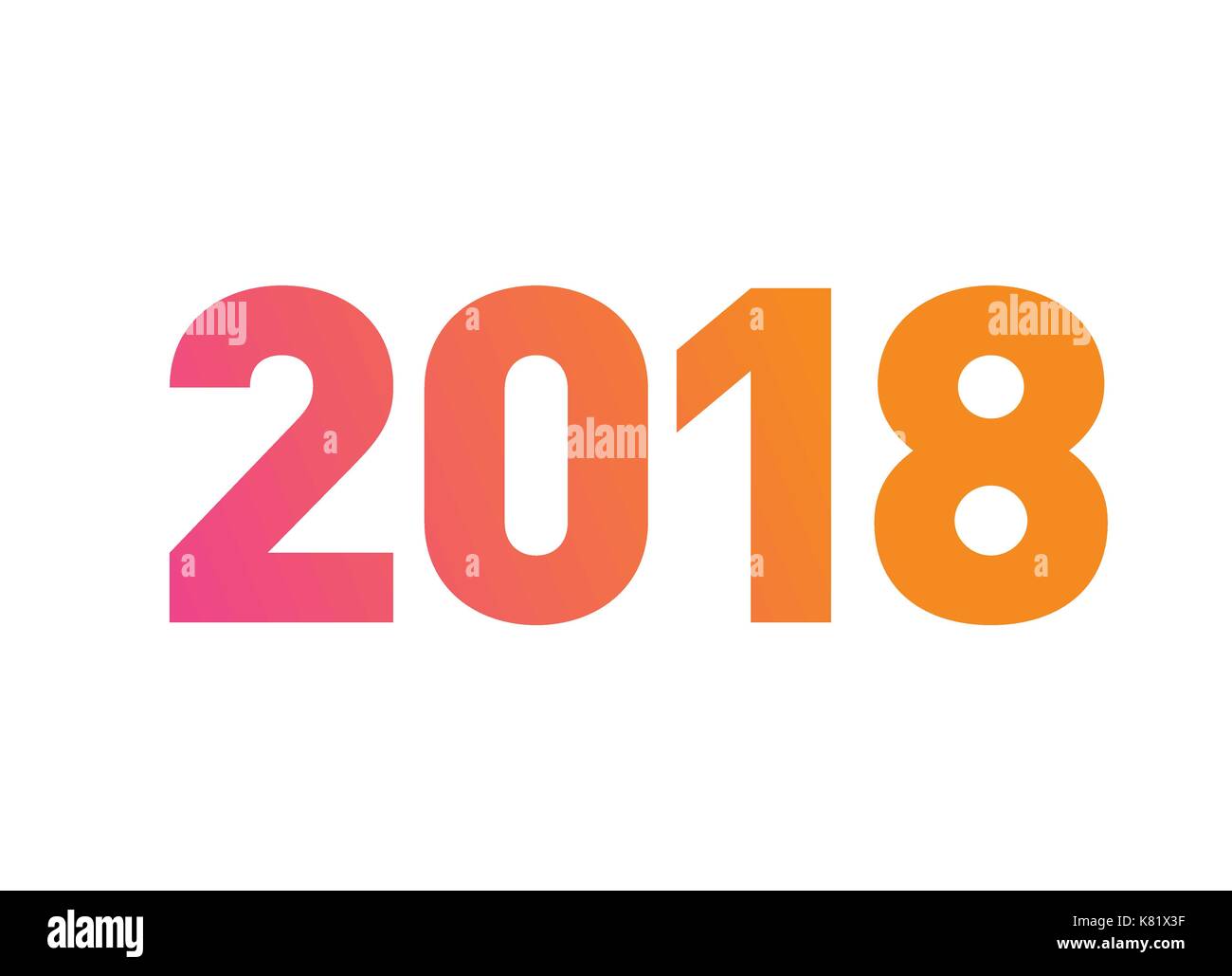 Il gradiente di colore arancione a rosa isolato font standard word anno 2018 Illustrazione Vettoriale