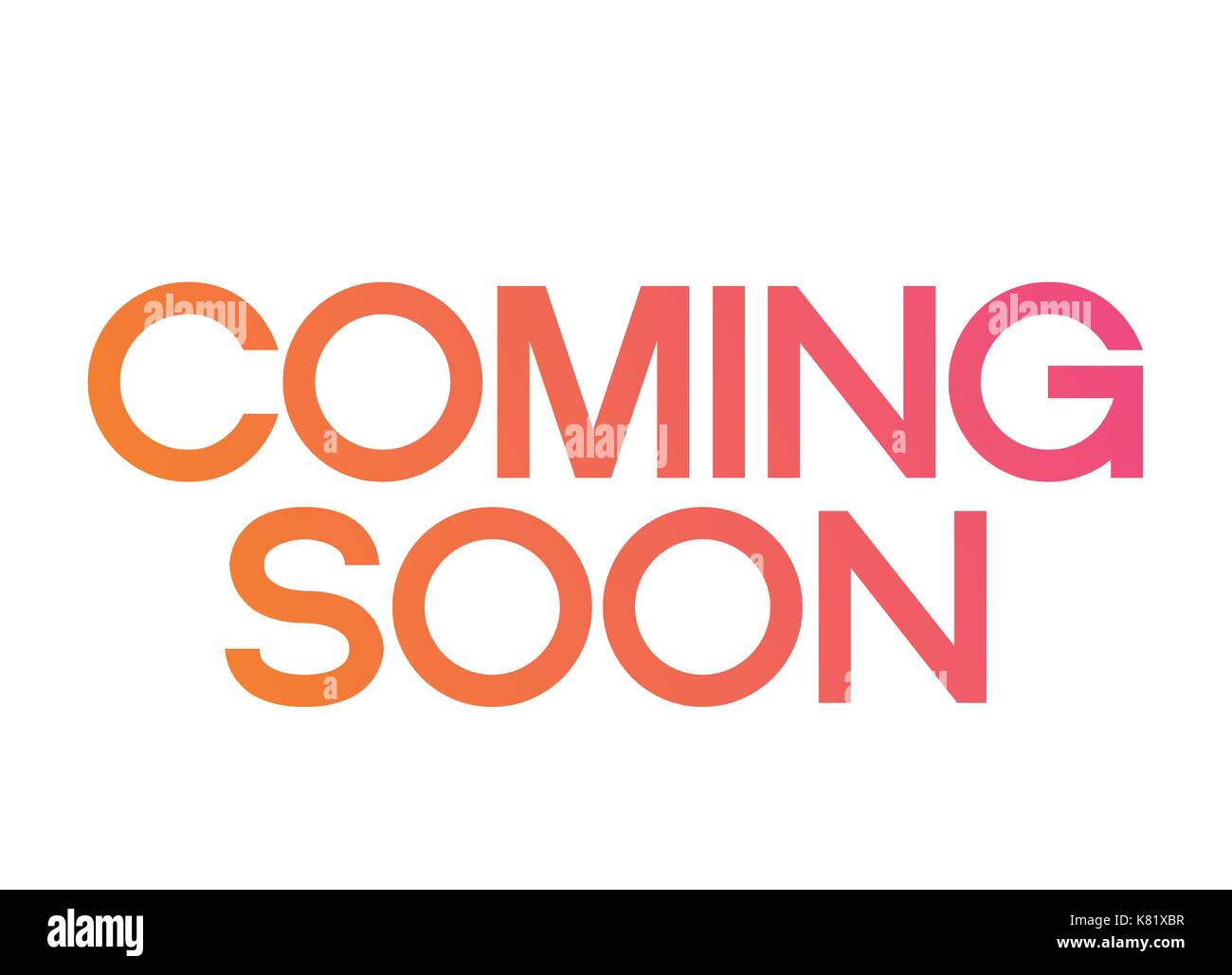 Il gradiente di colore rosa arancione font serif parola presto disponibile Illustrazione Vettoriale
